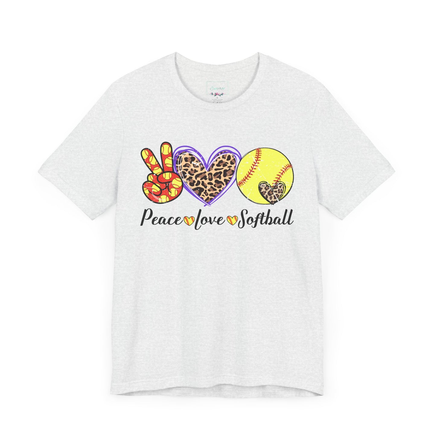 Peace Love Softball T Shirt (Light)