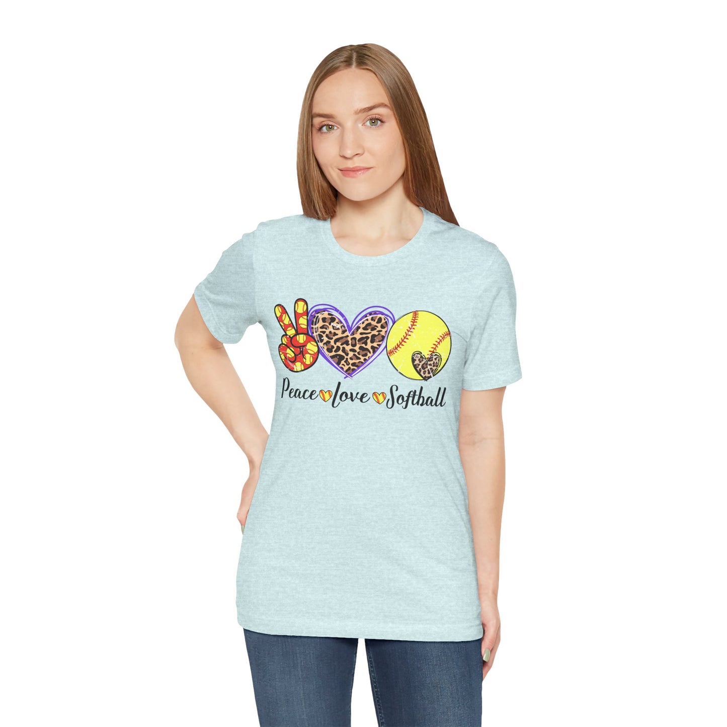 Peace Love Softball T Shirt (Light)