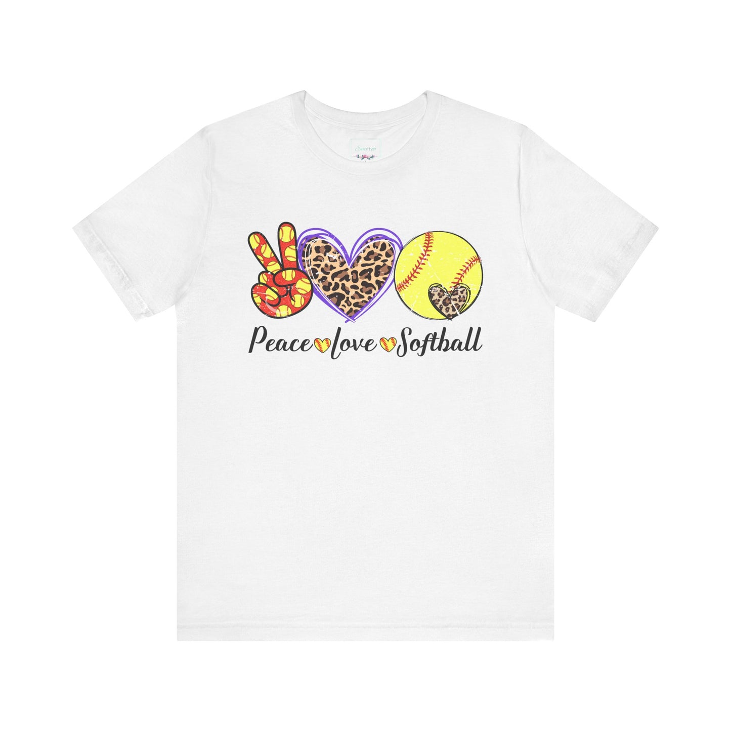 Peace Love Softball T Shirt (Light)