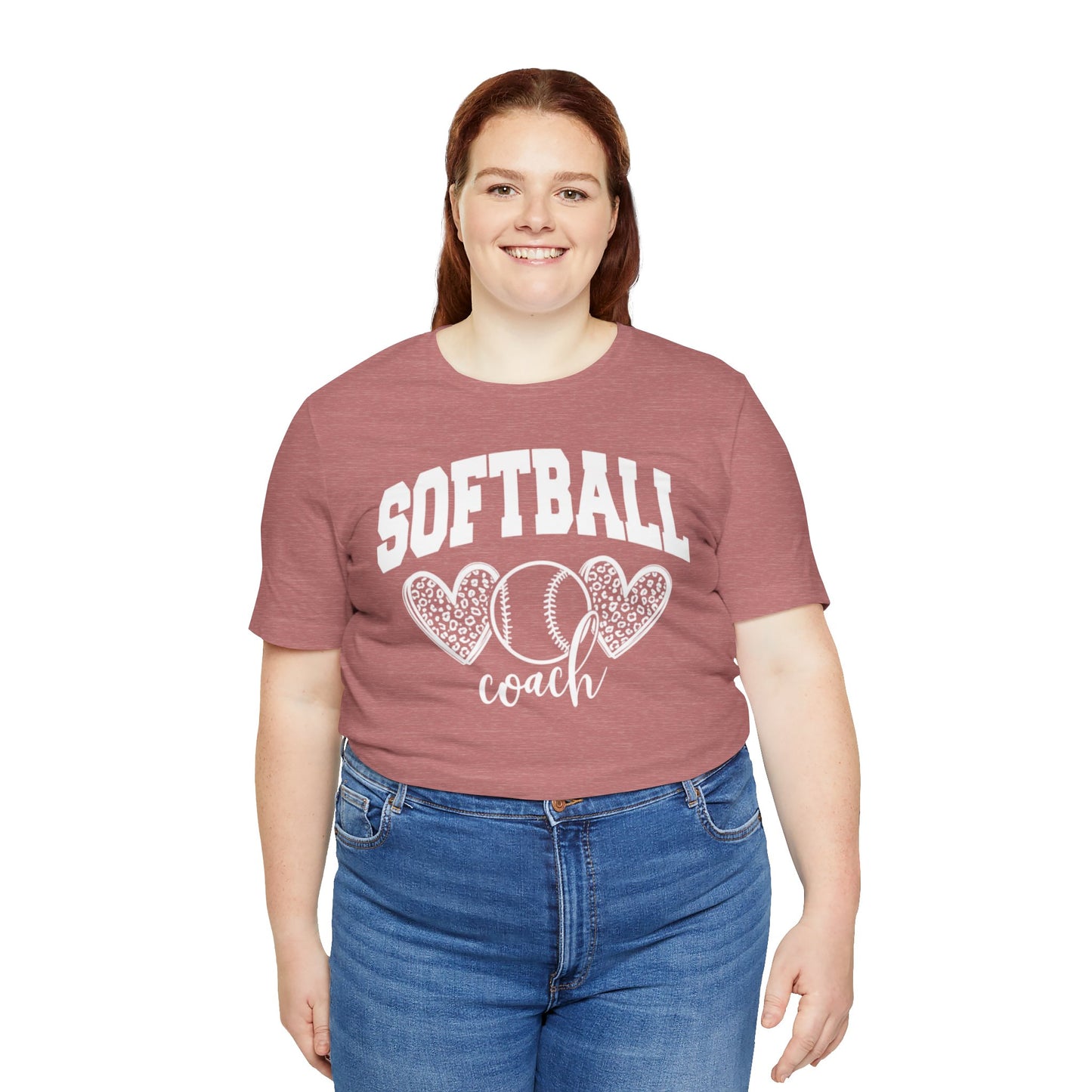 Softball Coach Hearts T Shirt (Light 2)