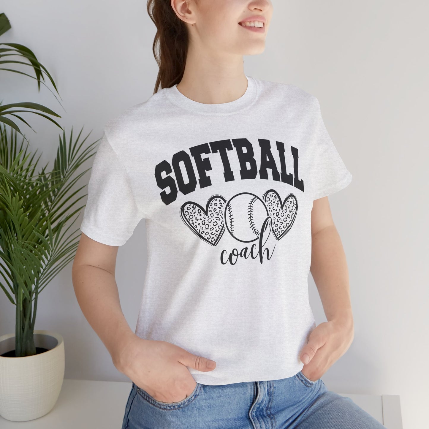 Softball Coach Hearts T Shirt (Light)