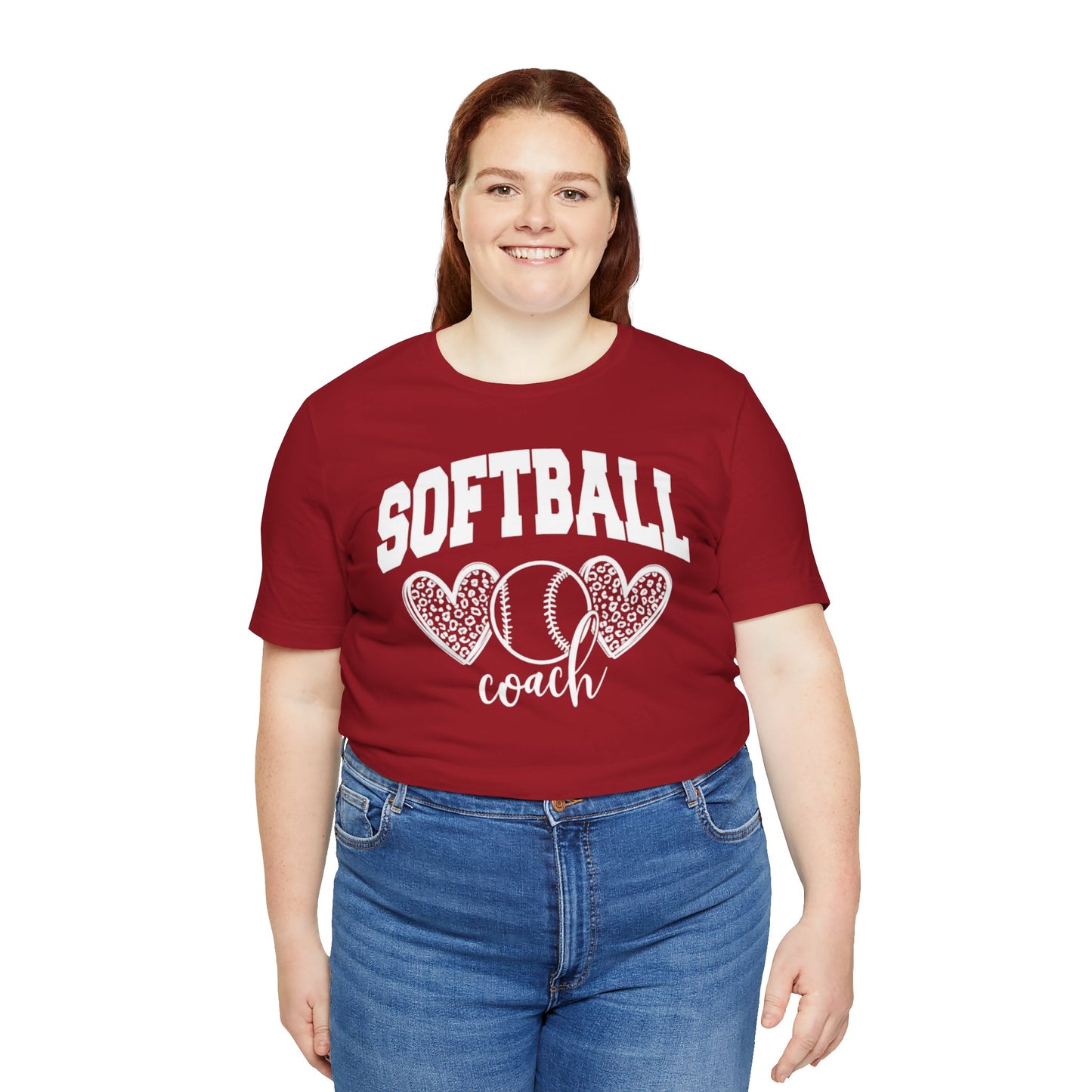 Softball Coach Hearts T Shirt (Dark 1)
