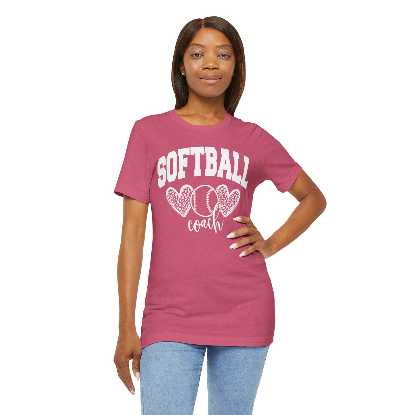Softball Coach Hearts T Shirt (Dark 1)