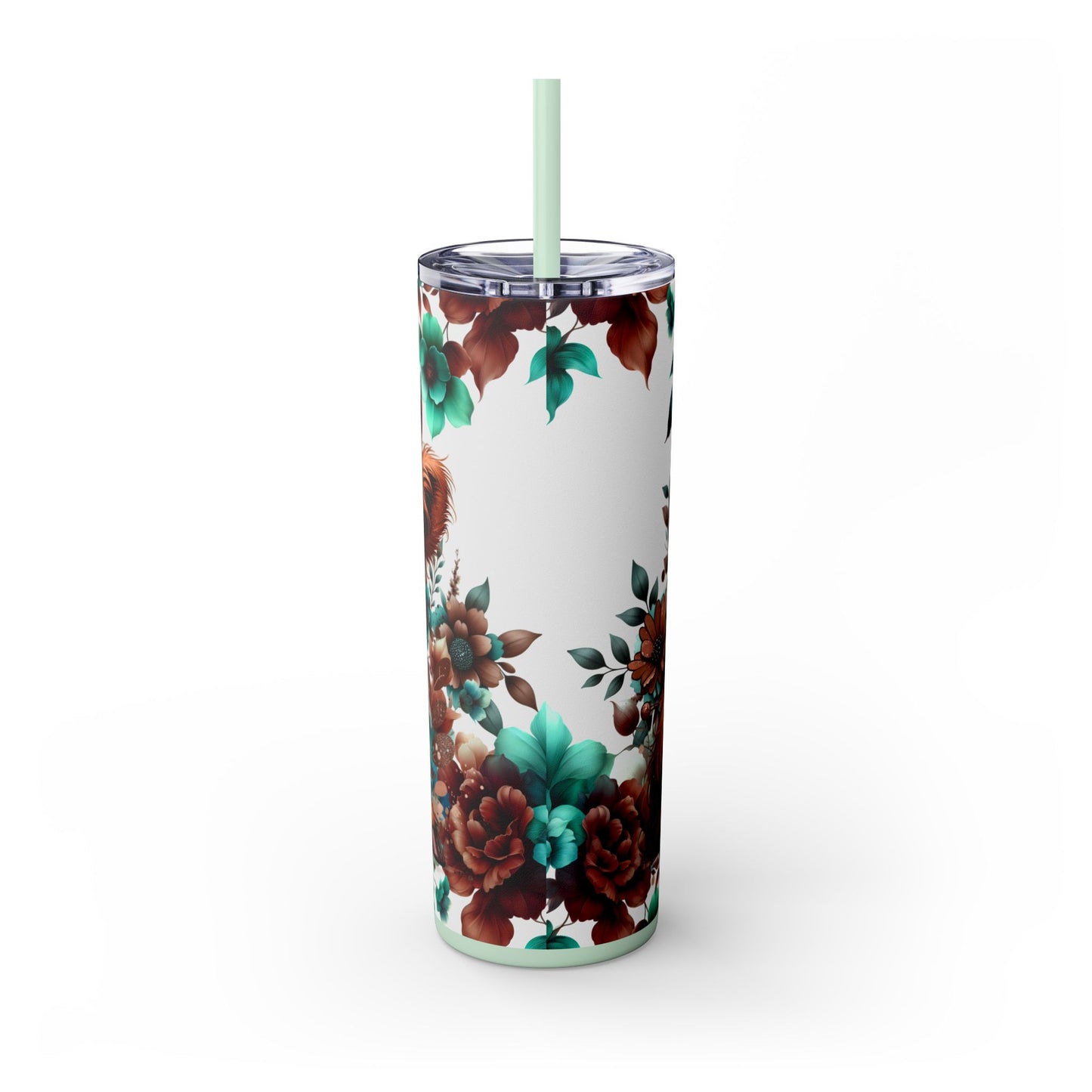 Brown highland cow Skinny Tumbler with Straw, 20oz