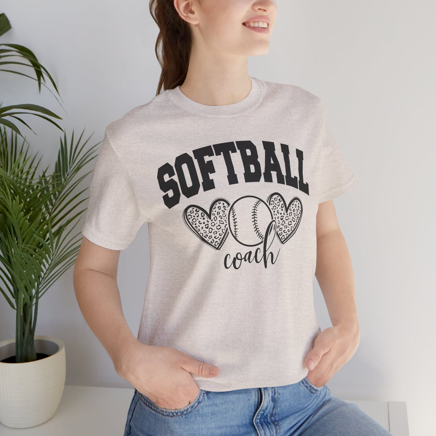 Softball Coach Hearts T Shirt (Light)