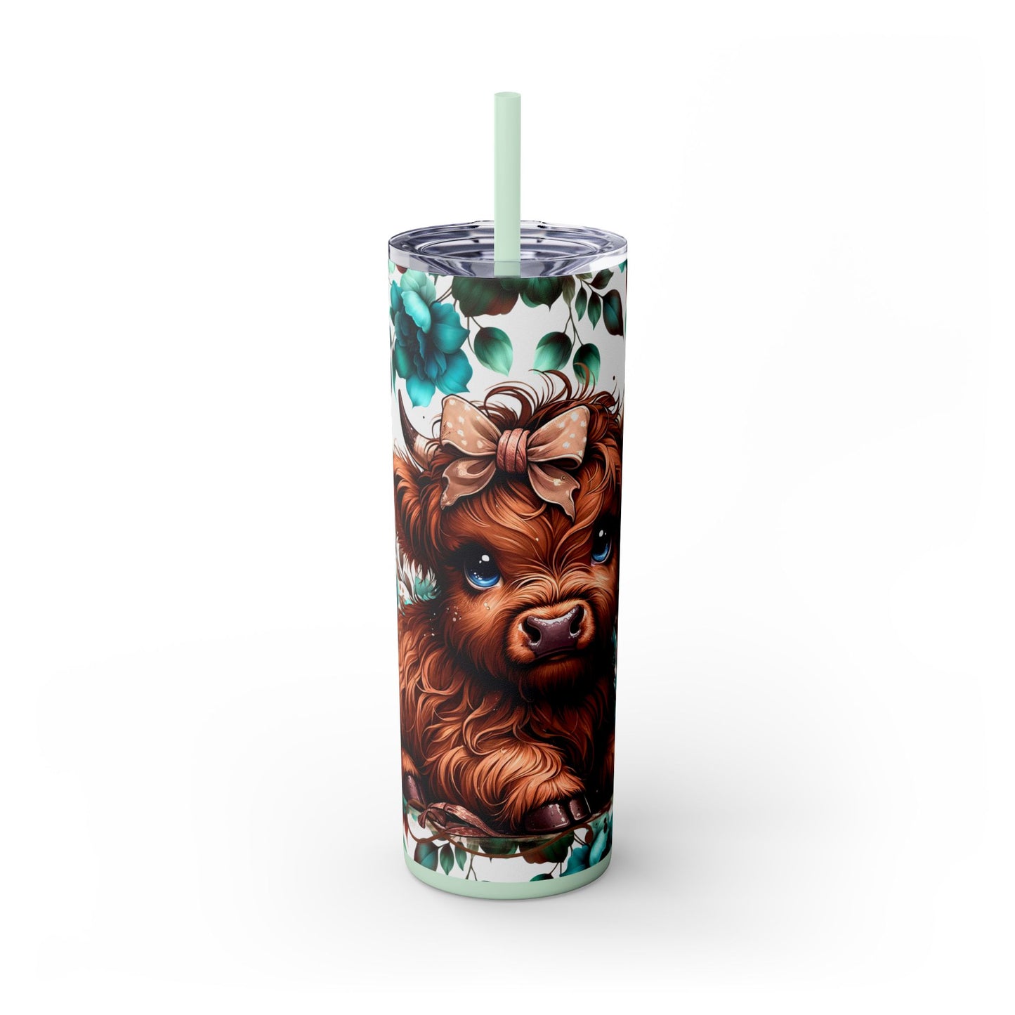 Brown highland cow Skinny Tumbler with Straw, 20oz