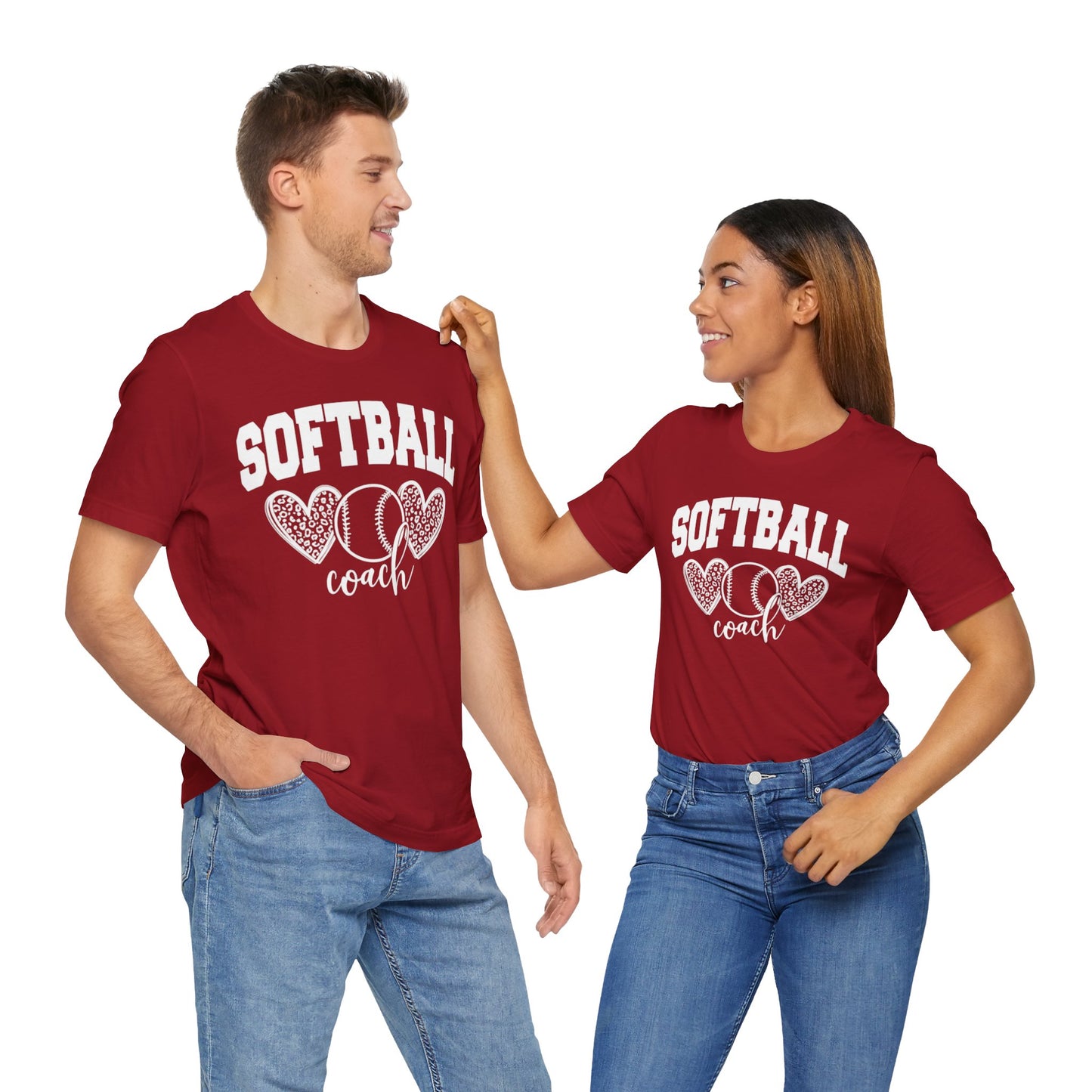 Softball Coach Hearts T Shirt (Dark 1)