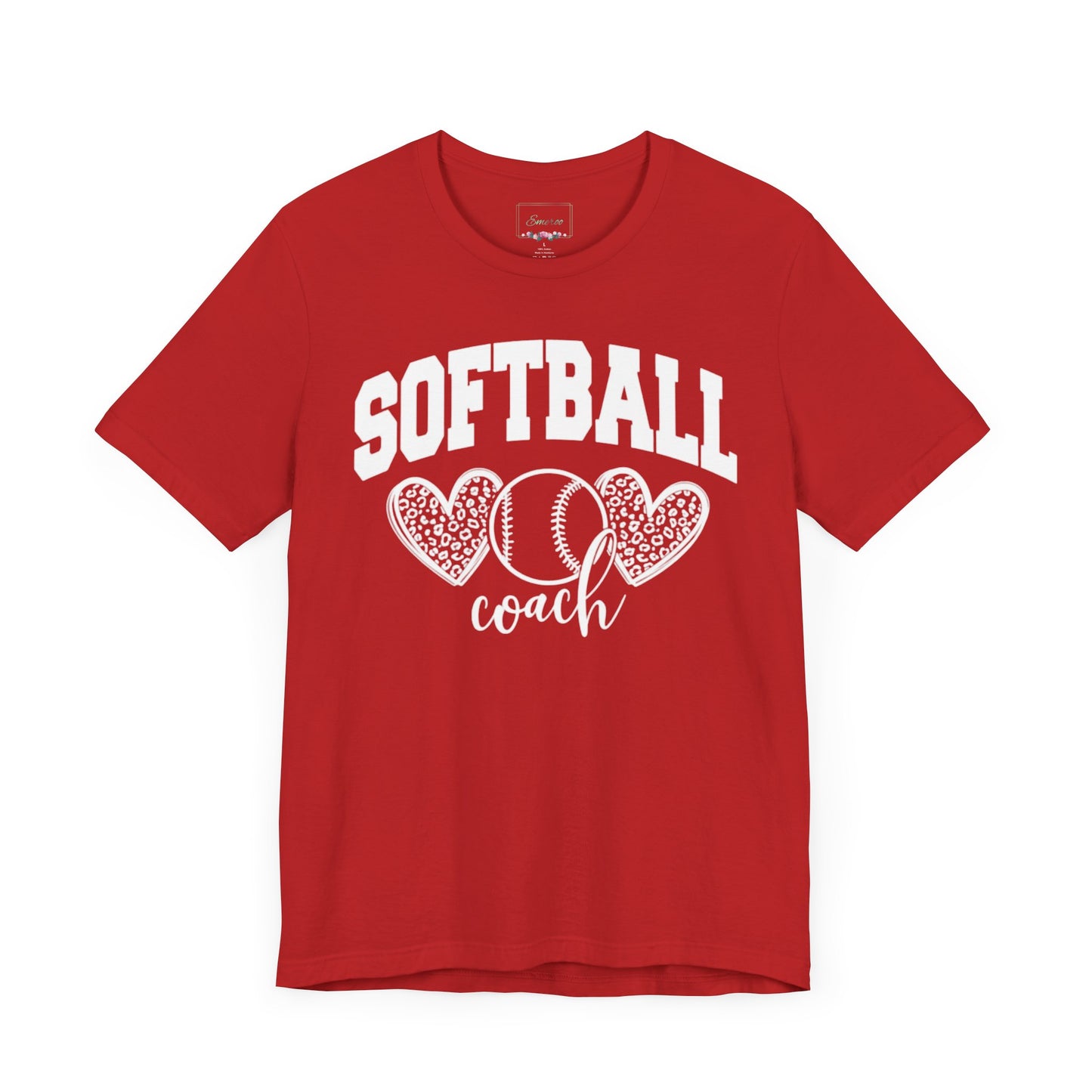 Softball Coach Hearts T Shirt (Dark 1)