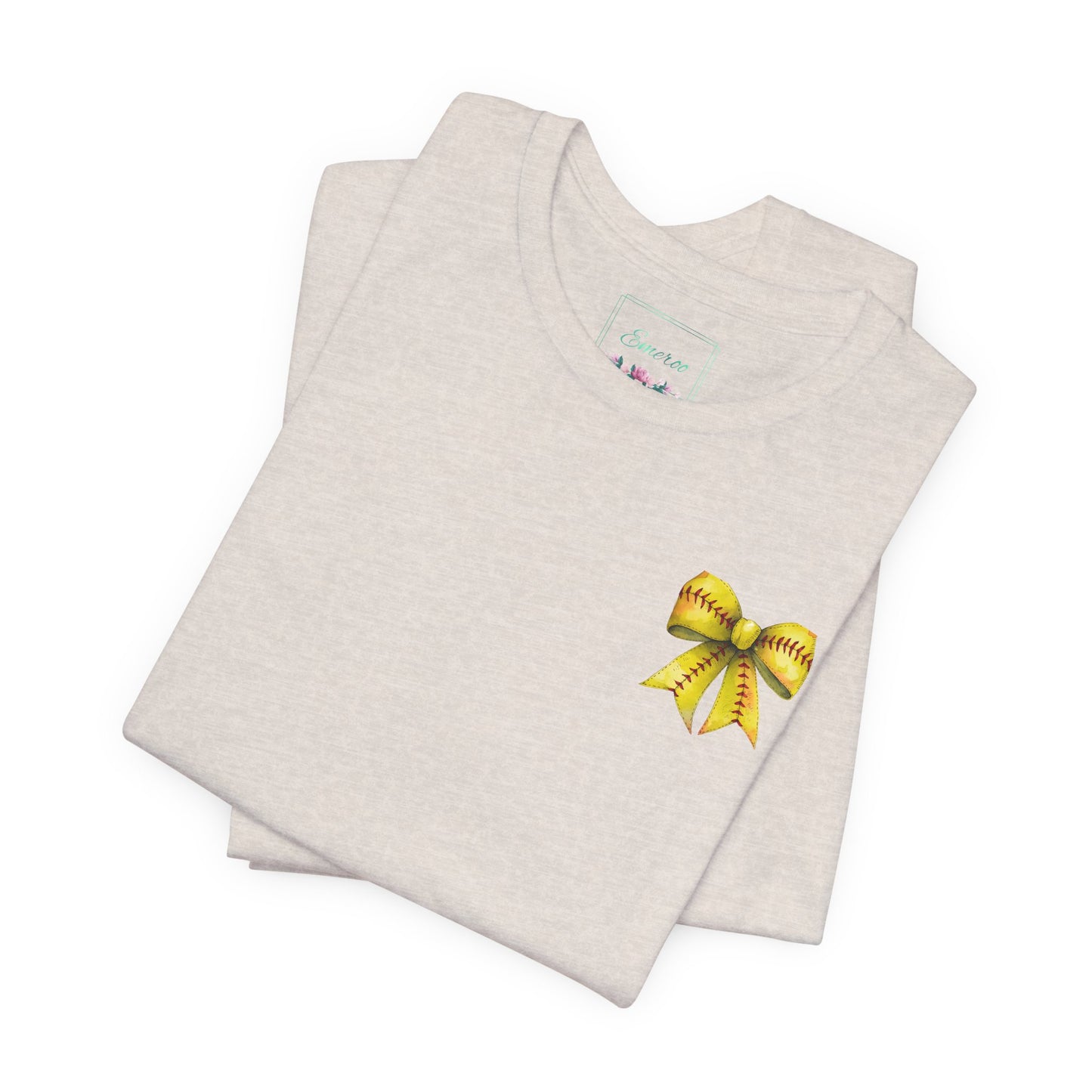 Coquette Bow Front Softball Mom Rear T Shirt (Light)