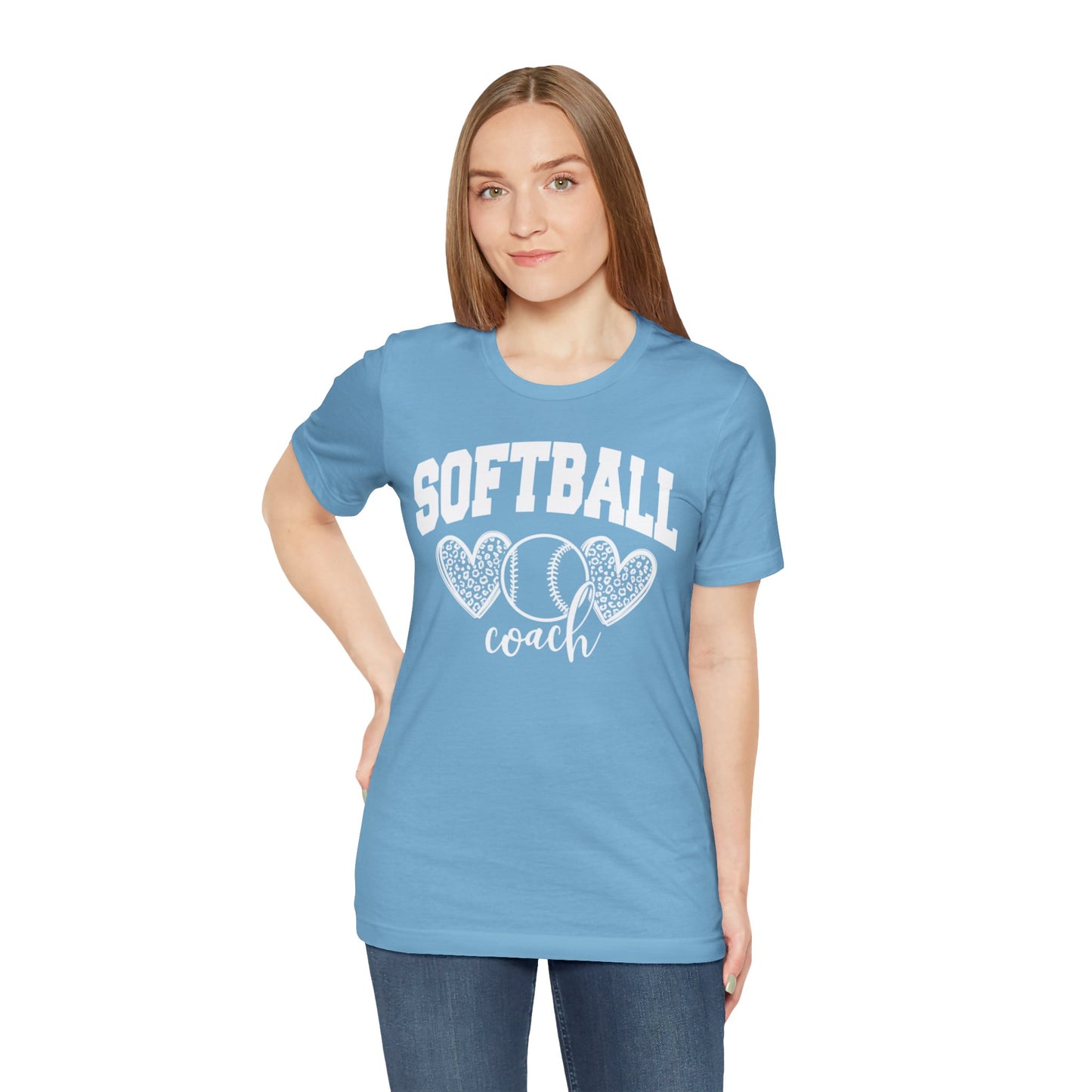 Softball Coach Hearts T Shirt (Light 2)