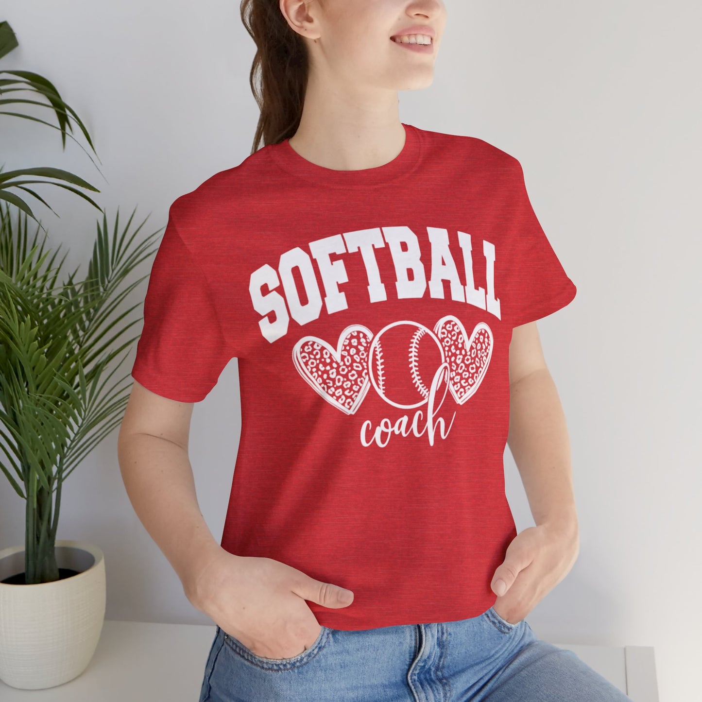 Softball Coach Hearts T Shirt (Dark 1)