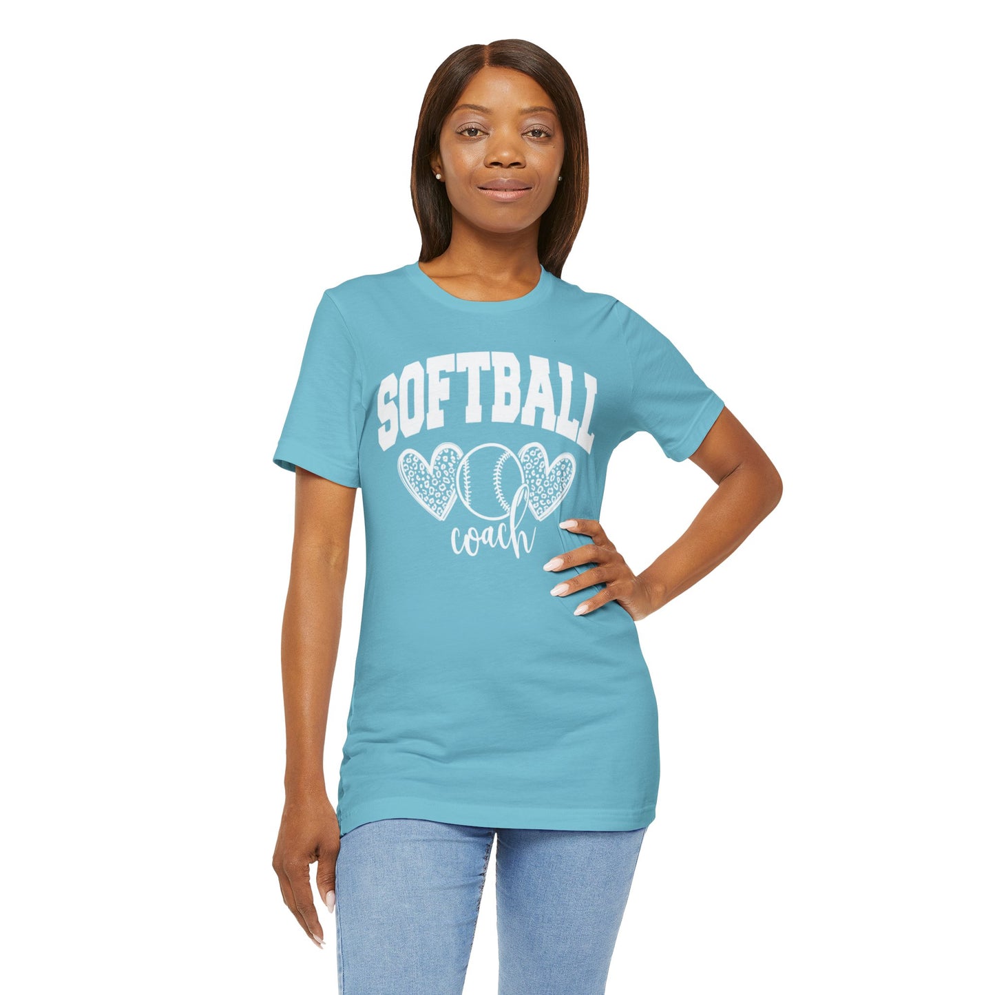 Softball Coach Hearts T Shirt (Light 2)