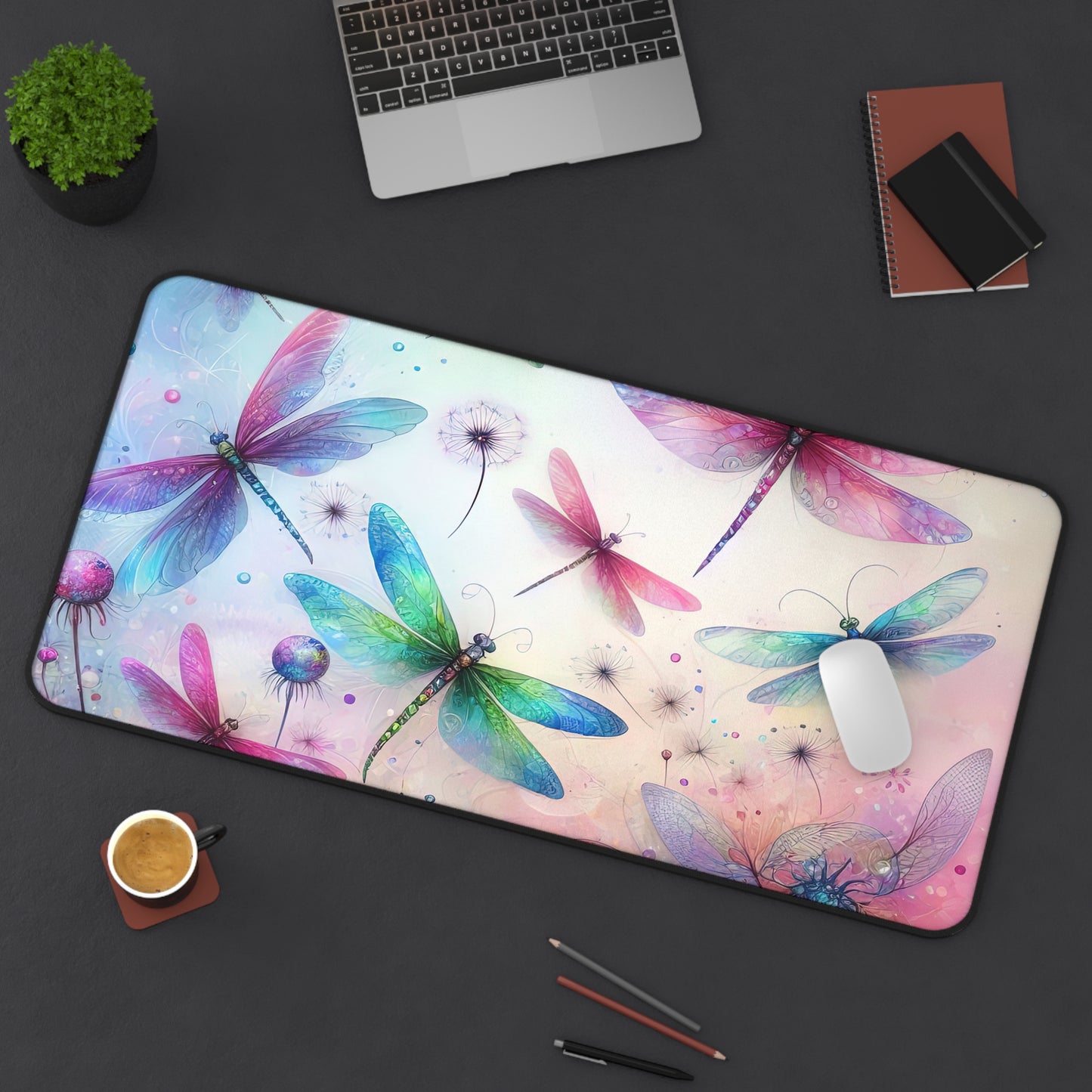 Watercolor dragonfly Desk Mat