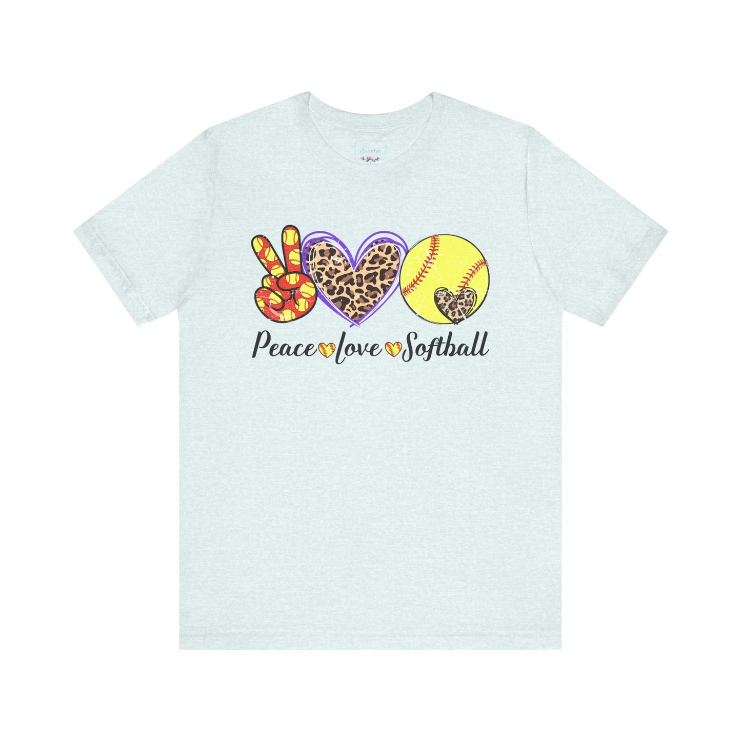 Peace Love Softball T Shirt (Light)