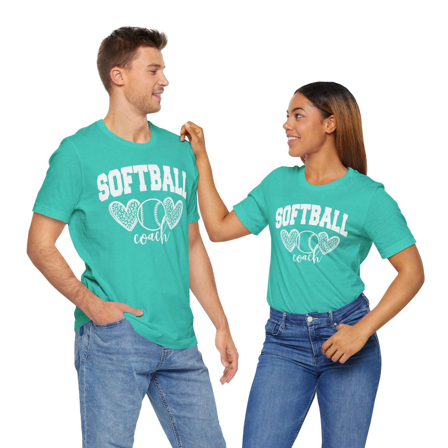 Softball Coach Hearts T Shirt (Light 2)