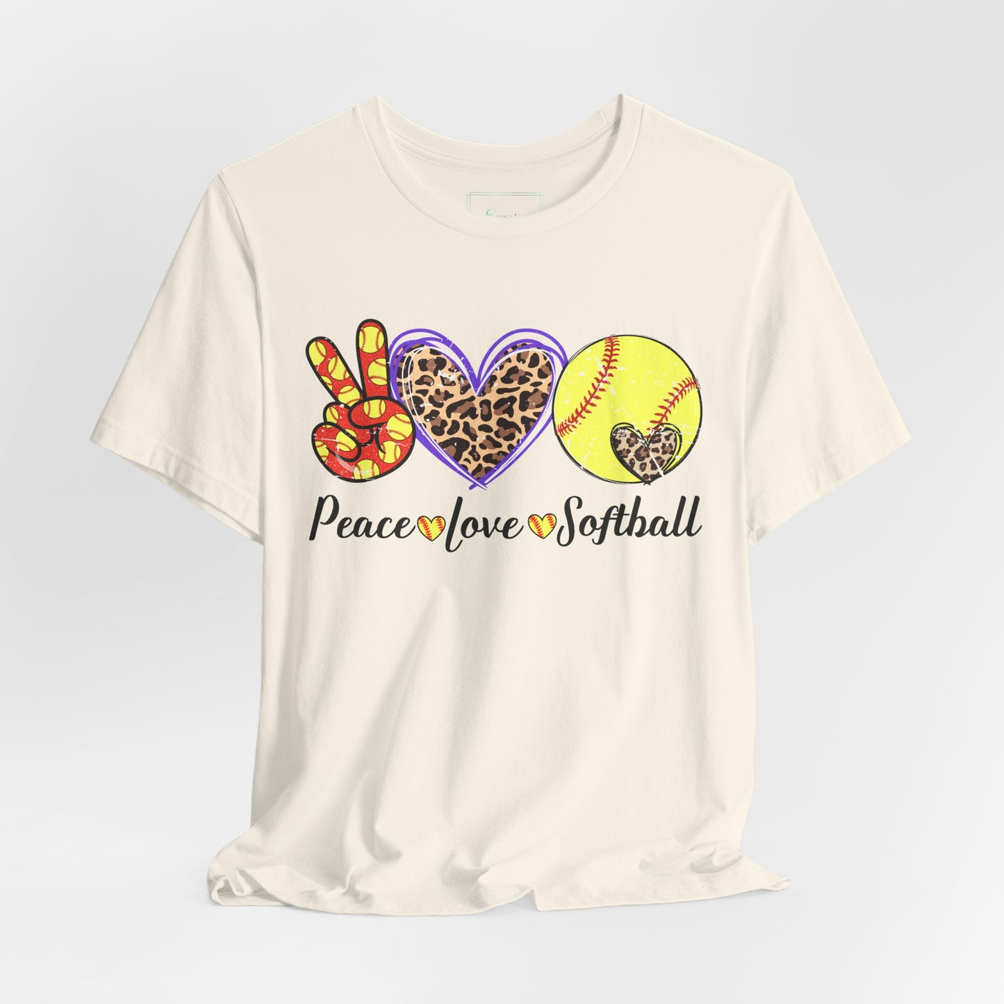 Peace Love Softball T Shirt (Light)