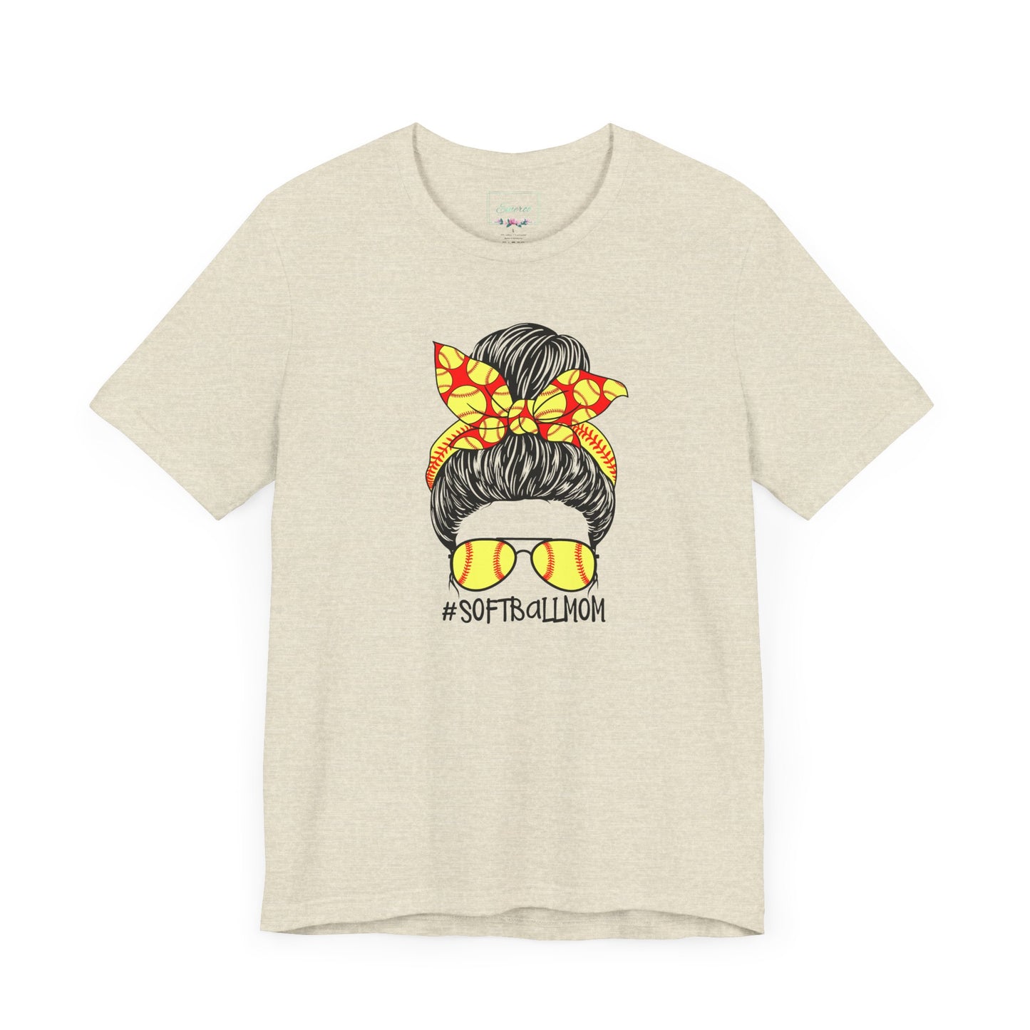 Softball Mom Messy Bun and Glasses T Shirt (Light)