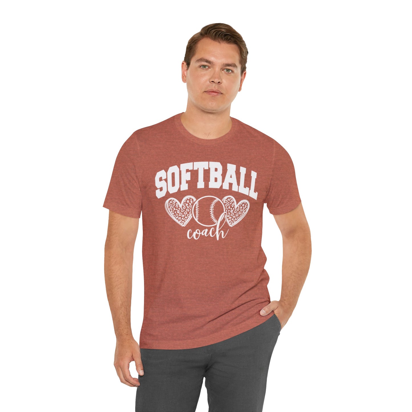 Softball Coach Hearts T Shirt (Dark 1)