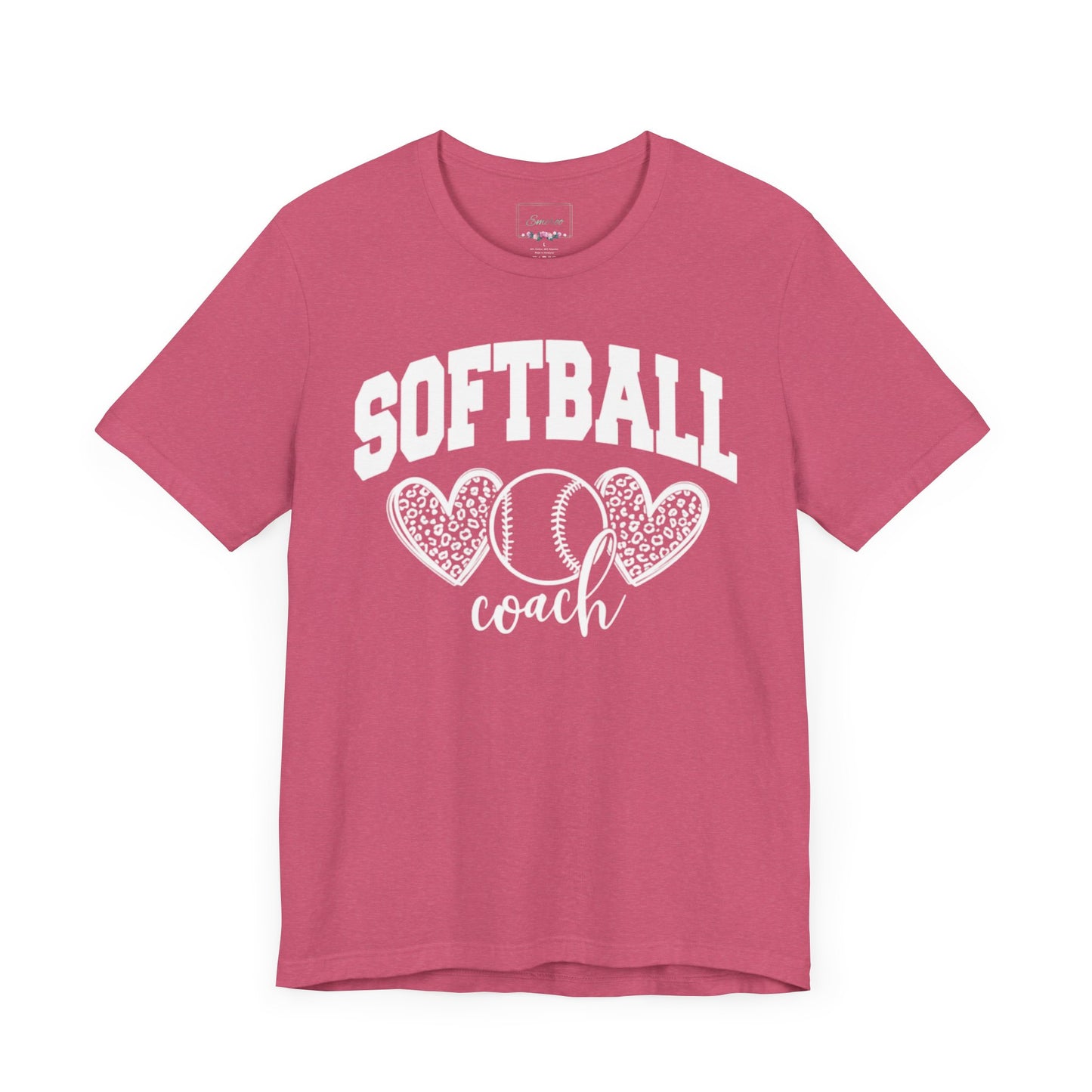 Softball Coach Hearts T Shirt (Dark 1)