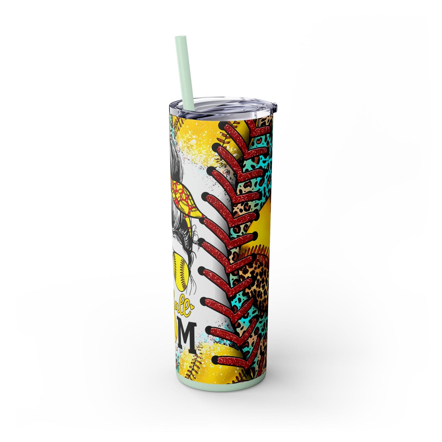Softball Mom Skinny Tumbler with Straw, 20oz