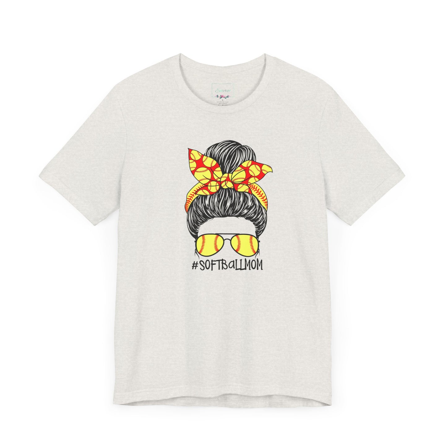 Softball Mom Messy Bun and Glasses T Shirt (Light)