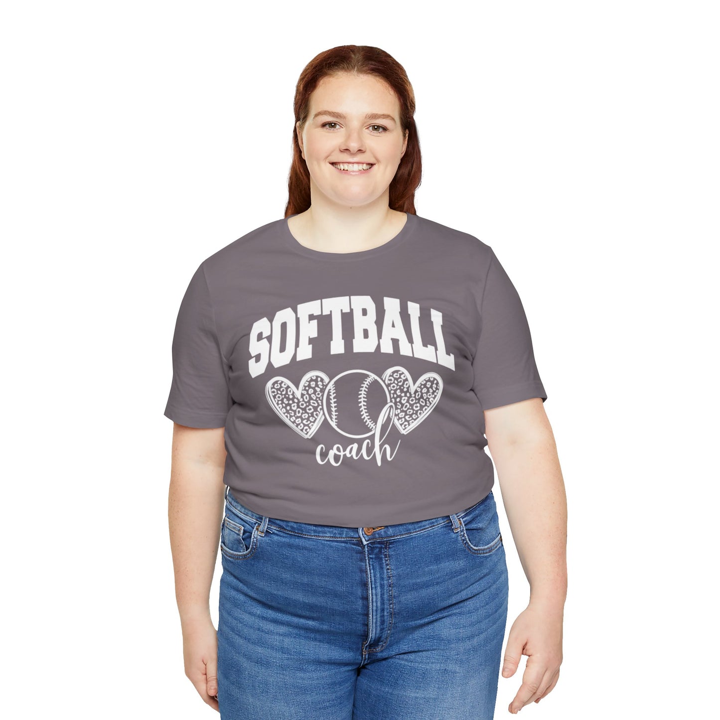 Softball Coach Hearts T Shirt (Dark 1)