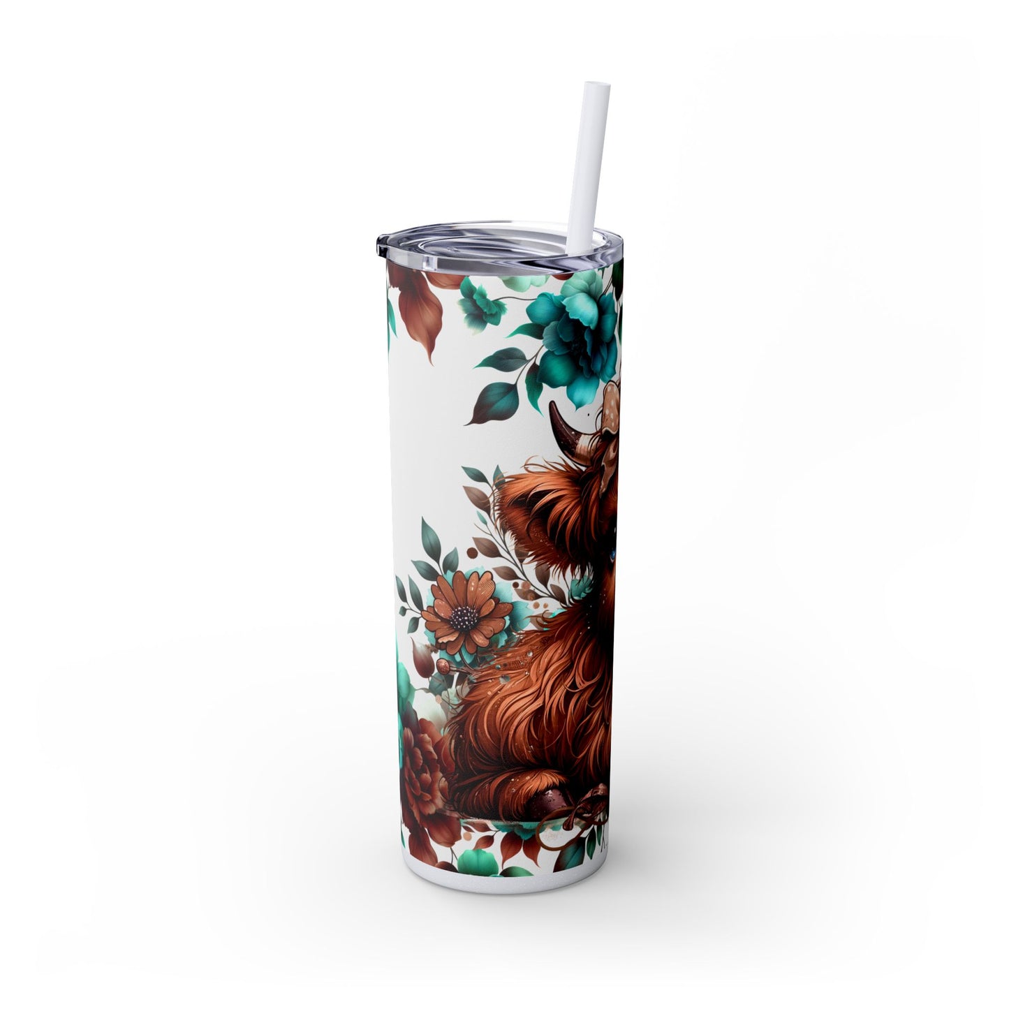 Brown highland cow Skinny Tumbler with Straw, 20oz