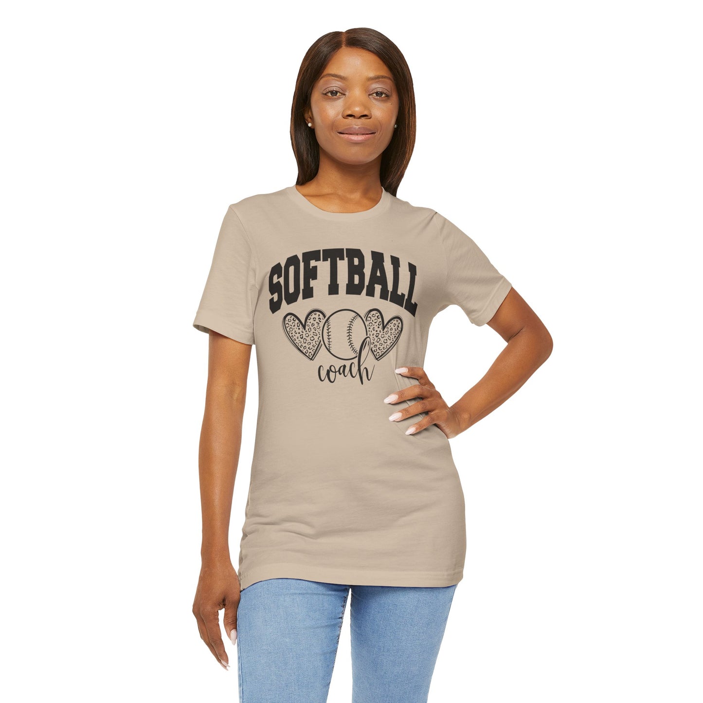 Softball Coach Hearts T Shirt (Light)