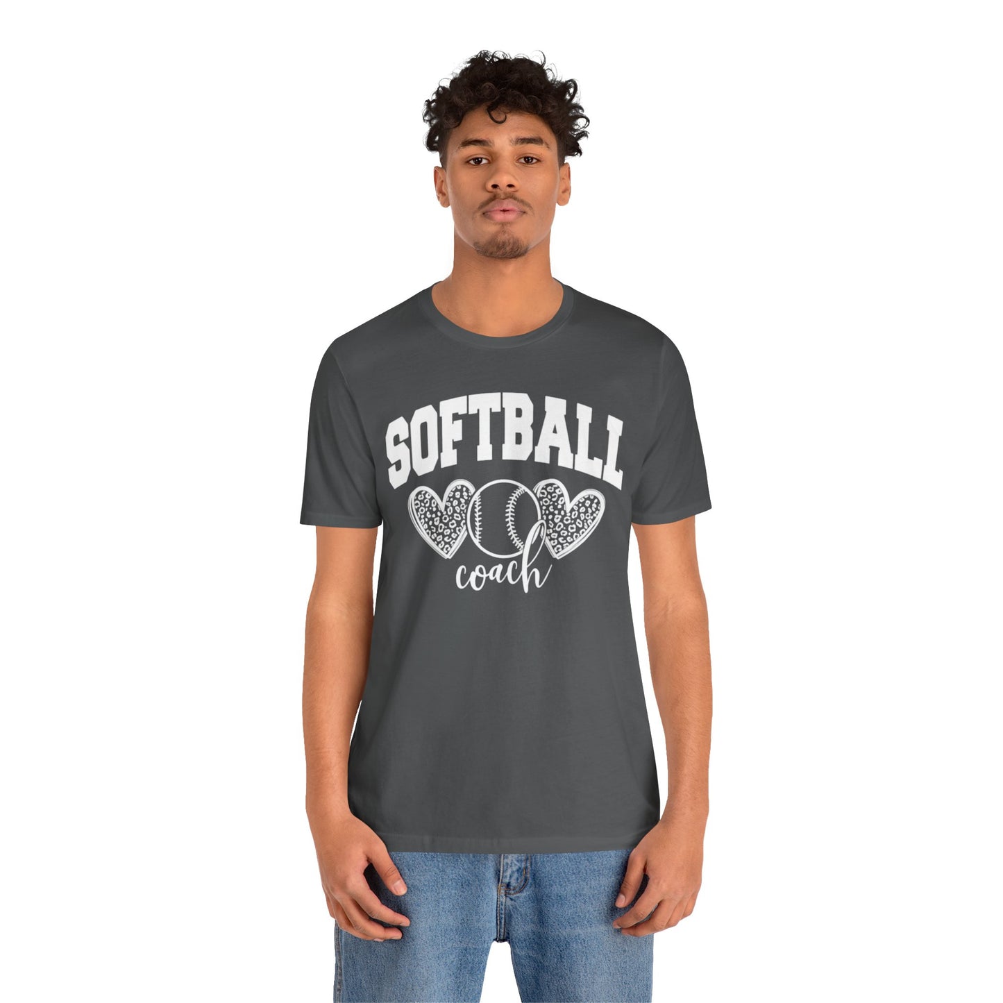 Softball Coach Hearts T Shirt (Dark 1)