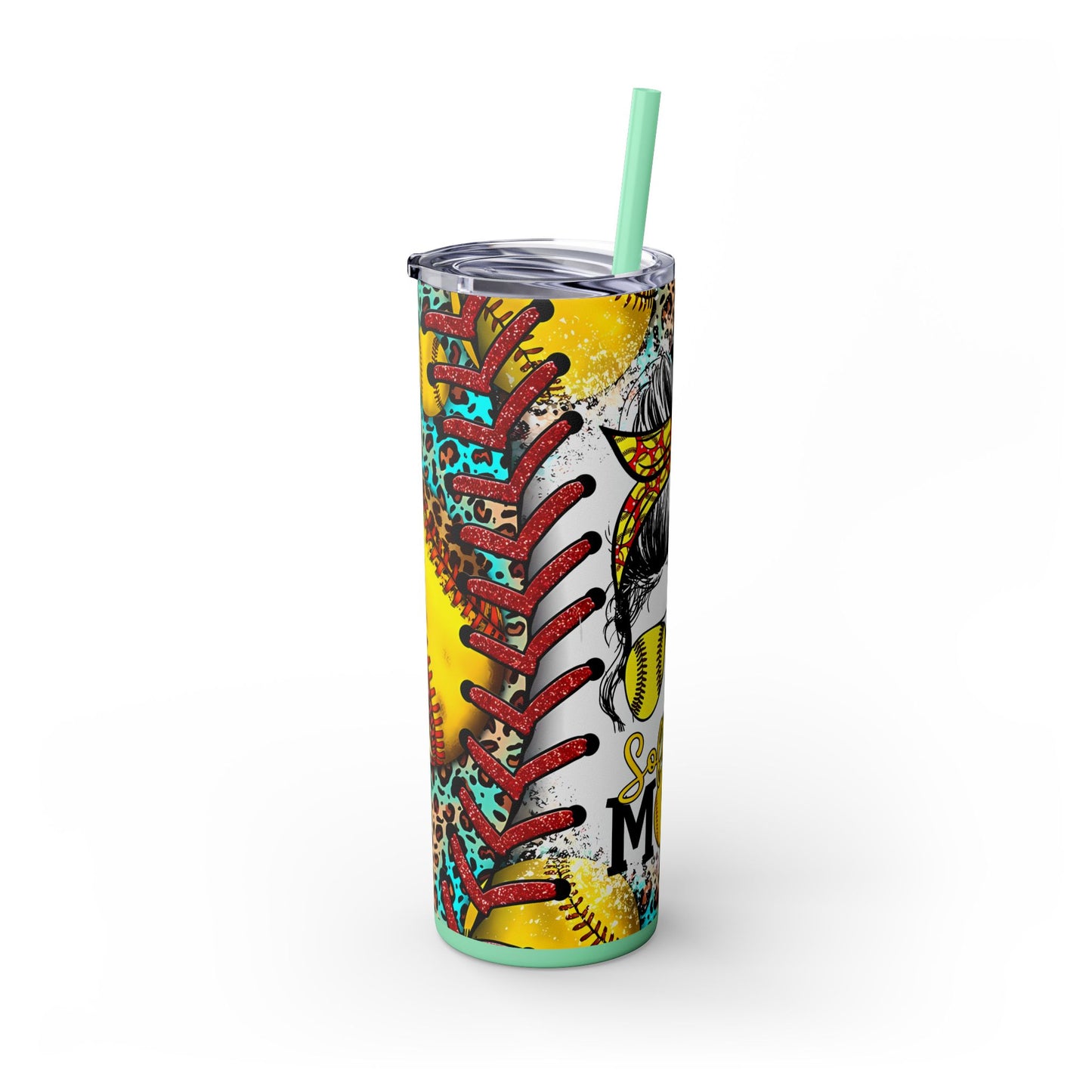 Softball Mom Skinny Tumbler with Straw, 20oz