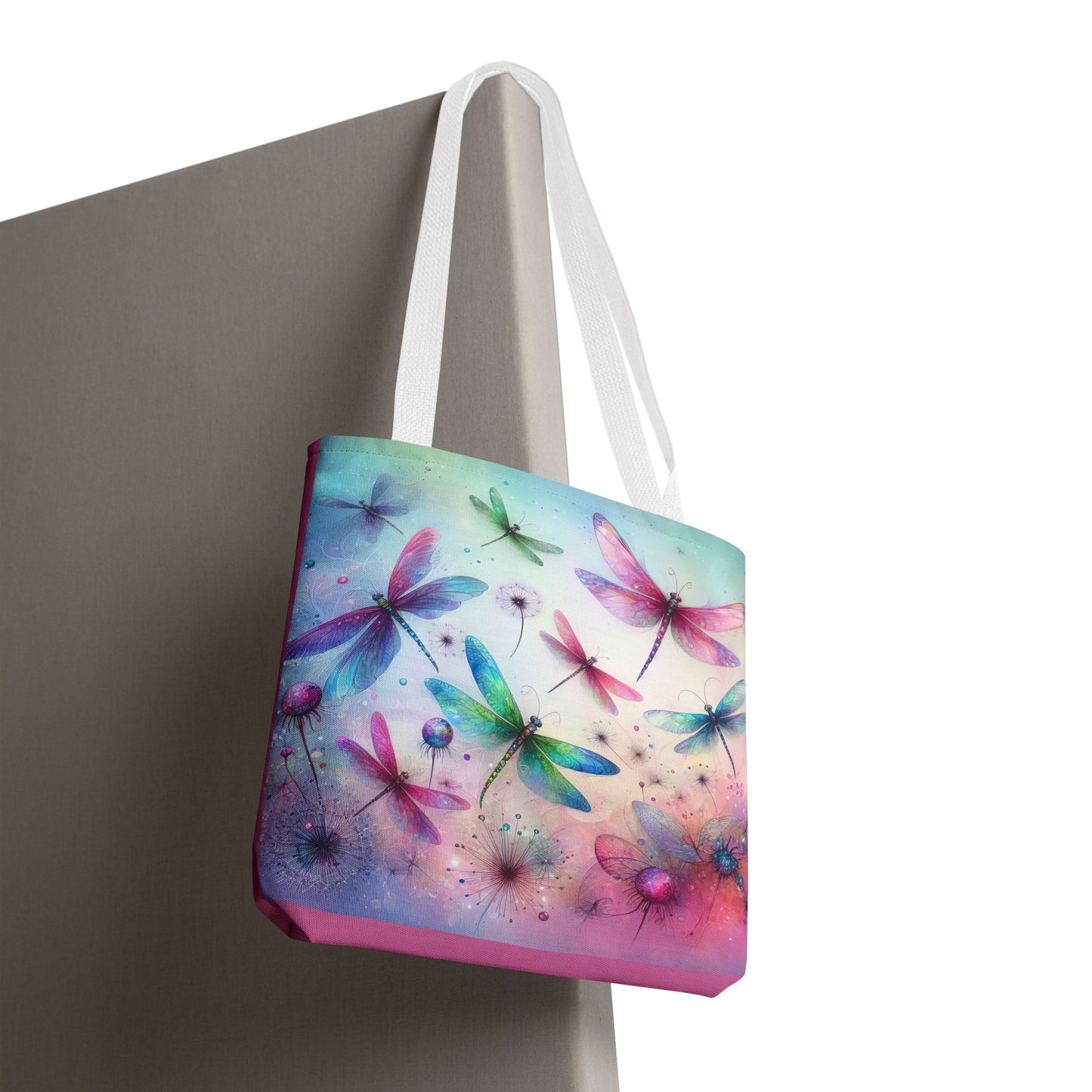 Dragonfly Tote Bag with Pastel Watercolor Design