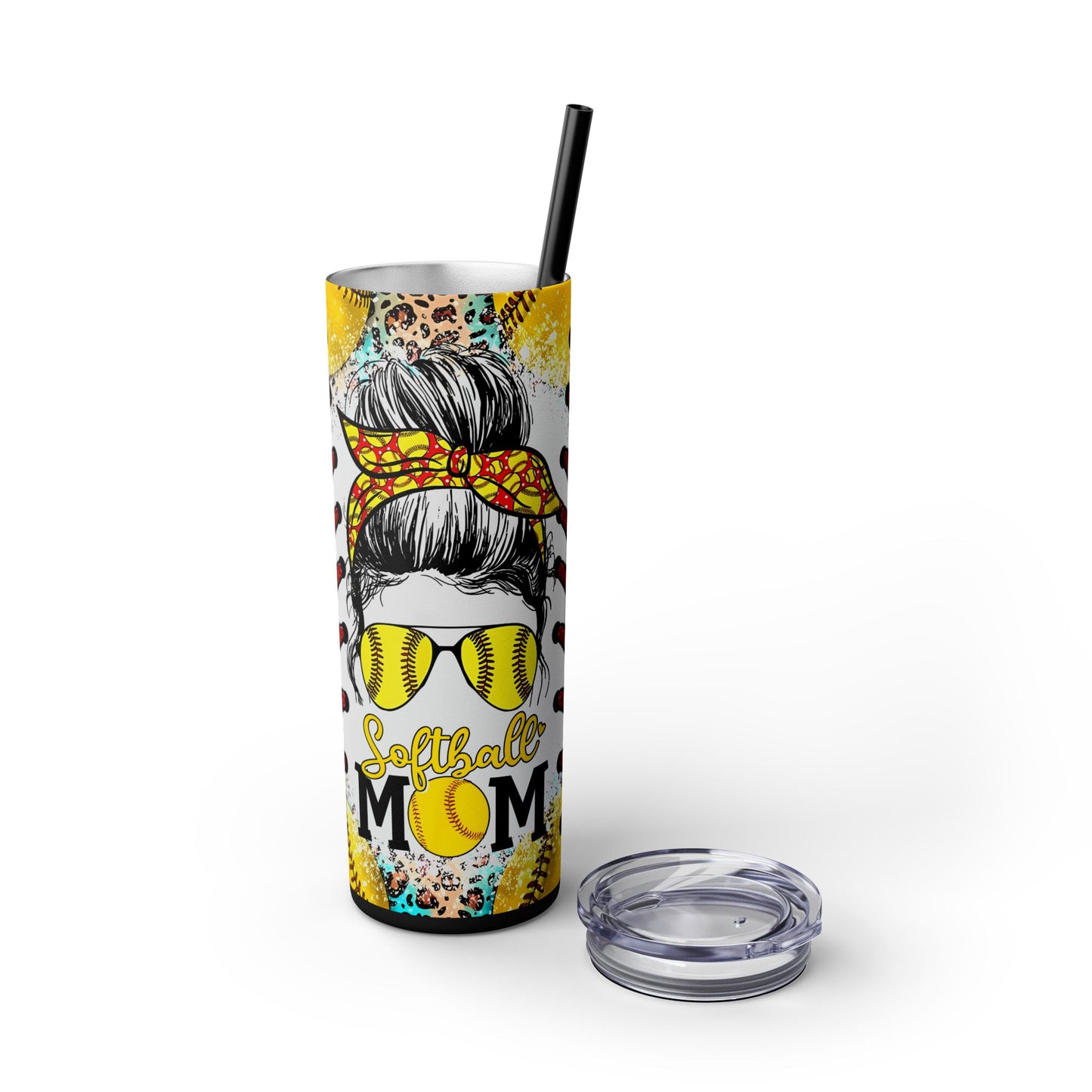 Softball Mom Skinny Tumbler with Straw, 20oz