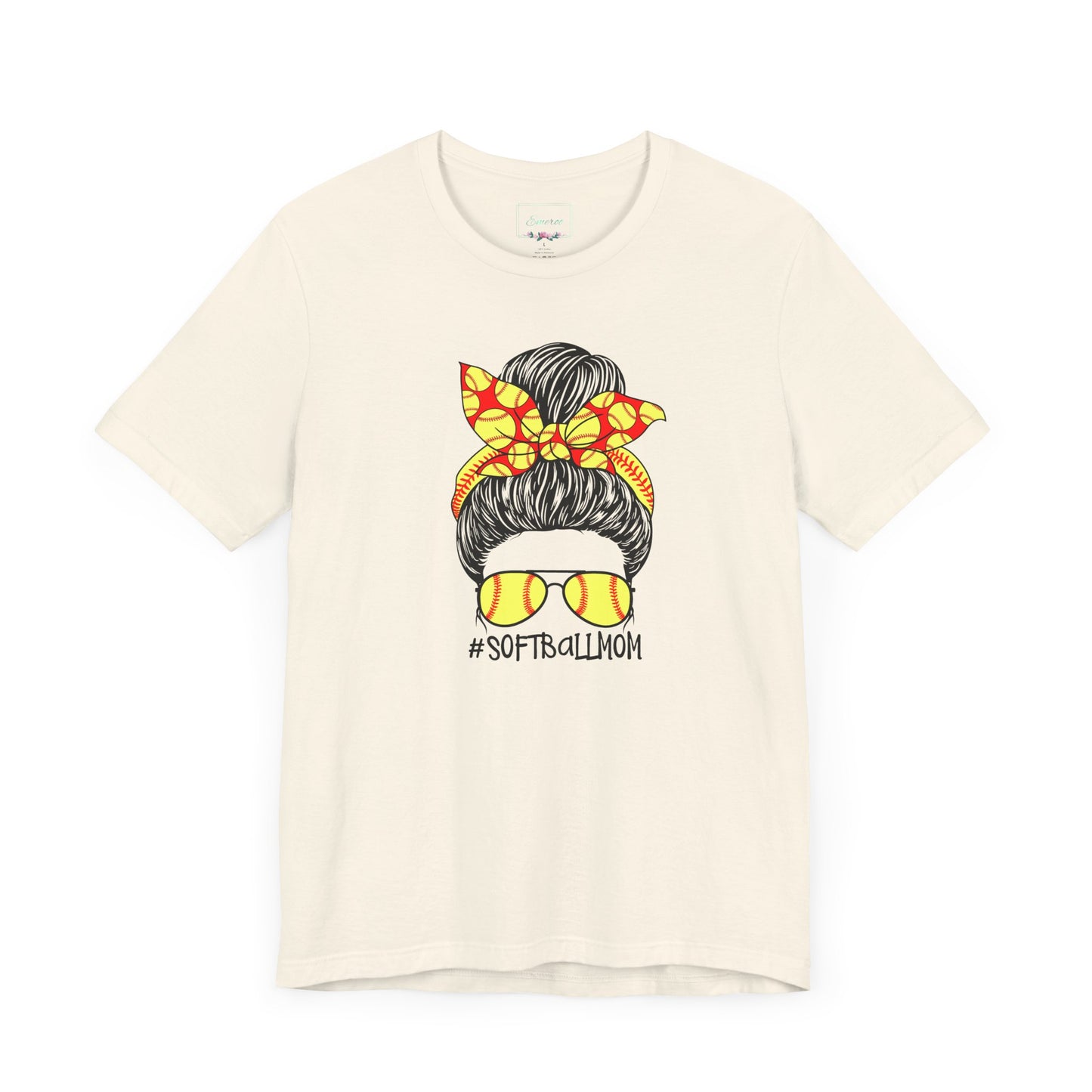 Softball Mom Messy Bun and Glasses T Shirt (Light)