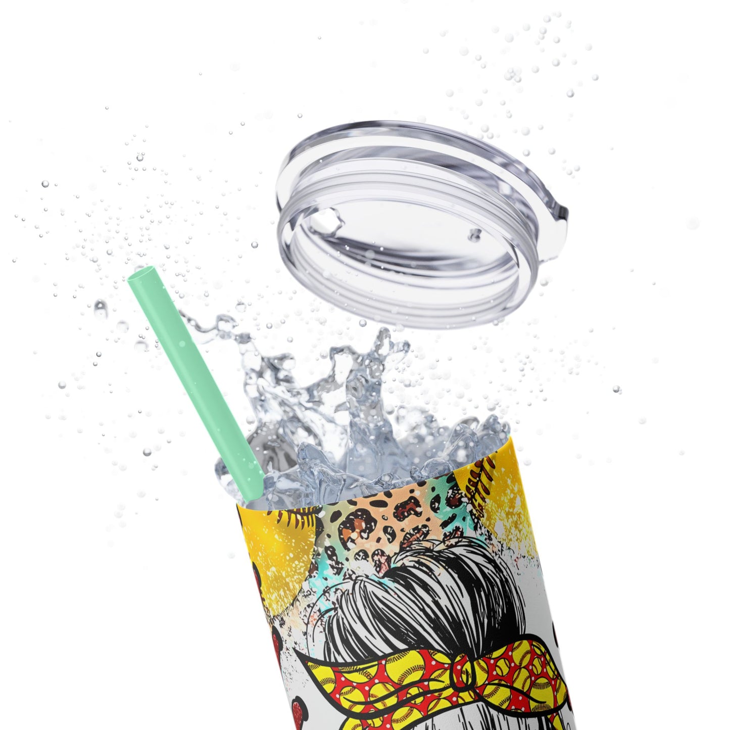 Softball Mom Skinny Tumbler with Straw, 20oz