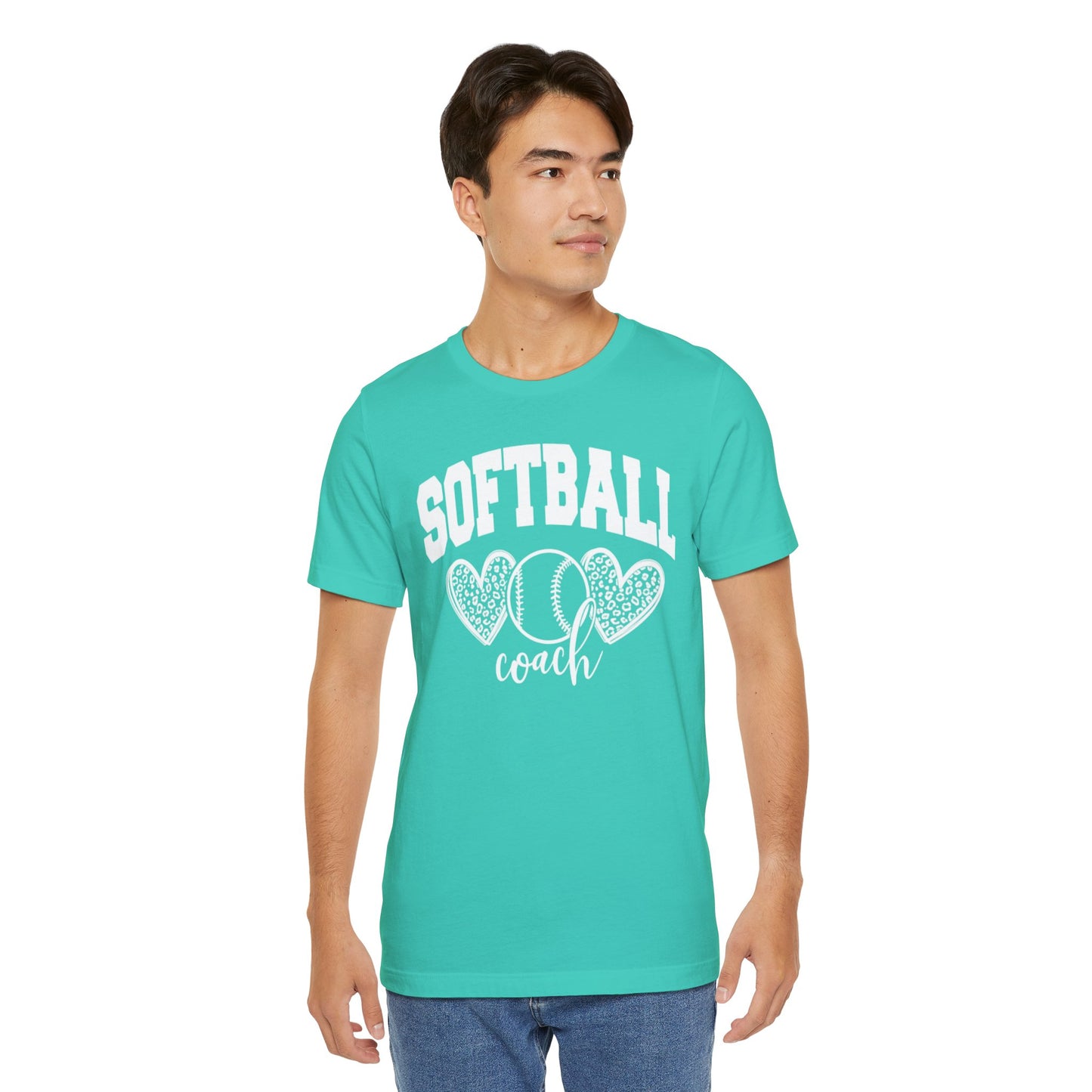 Softball Coach Hearts T Shirt (Light 2)