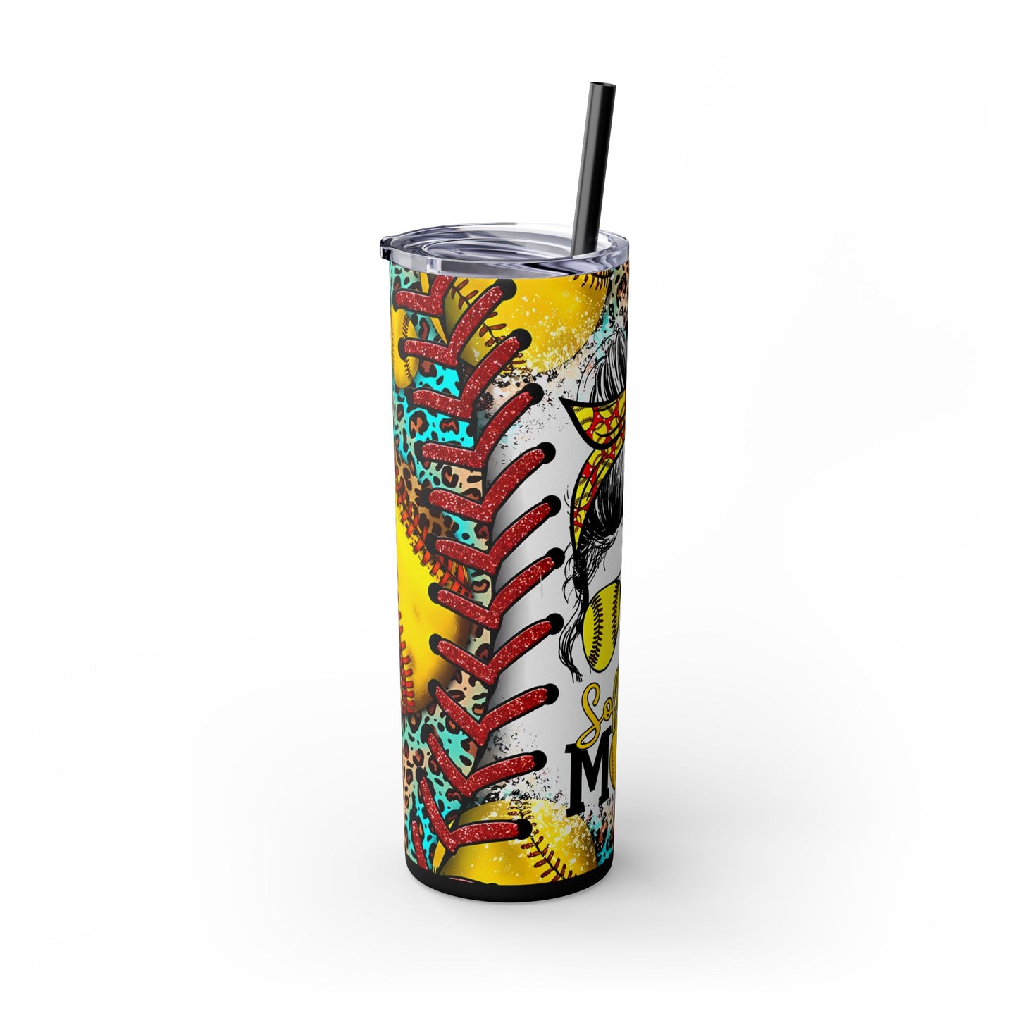 Softball Mom Skinny Tumbler with Straw, 20oz