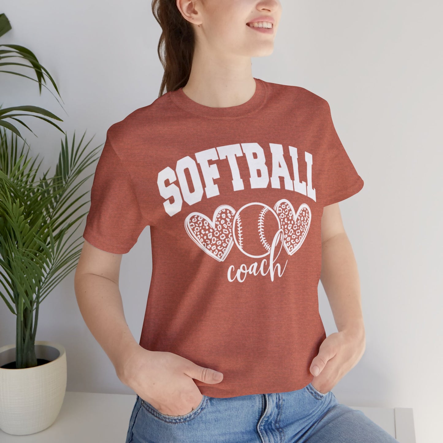 Softball Coach Hearts T Shirt (Dark 1)