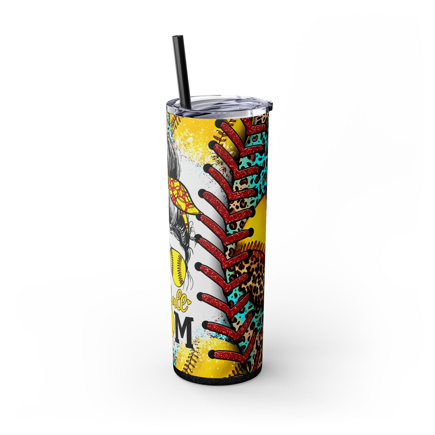 Softball Mom Skinny Tumbler with Straw, 20oz