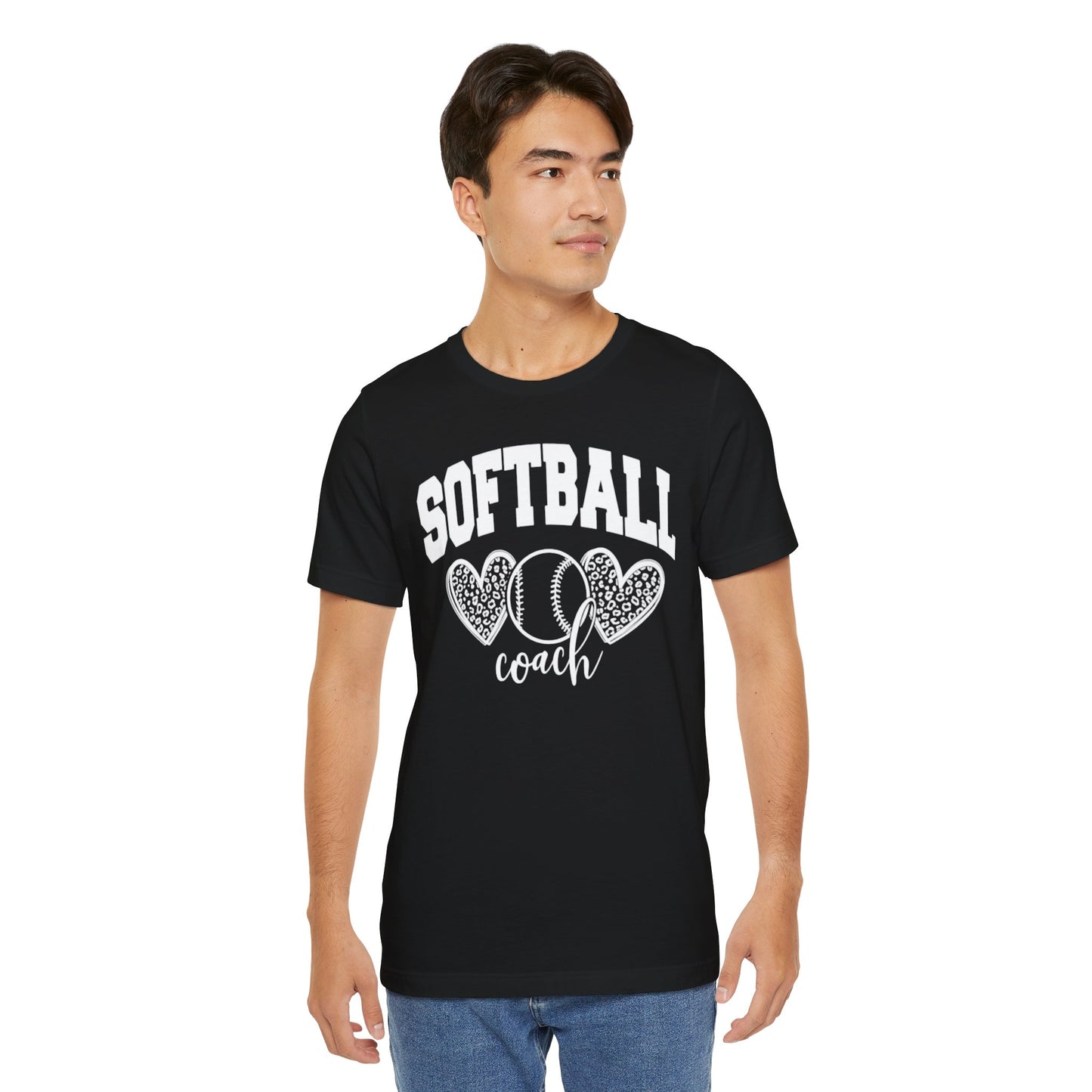 Softball Coach Hearts T Shirt (Dark 1)