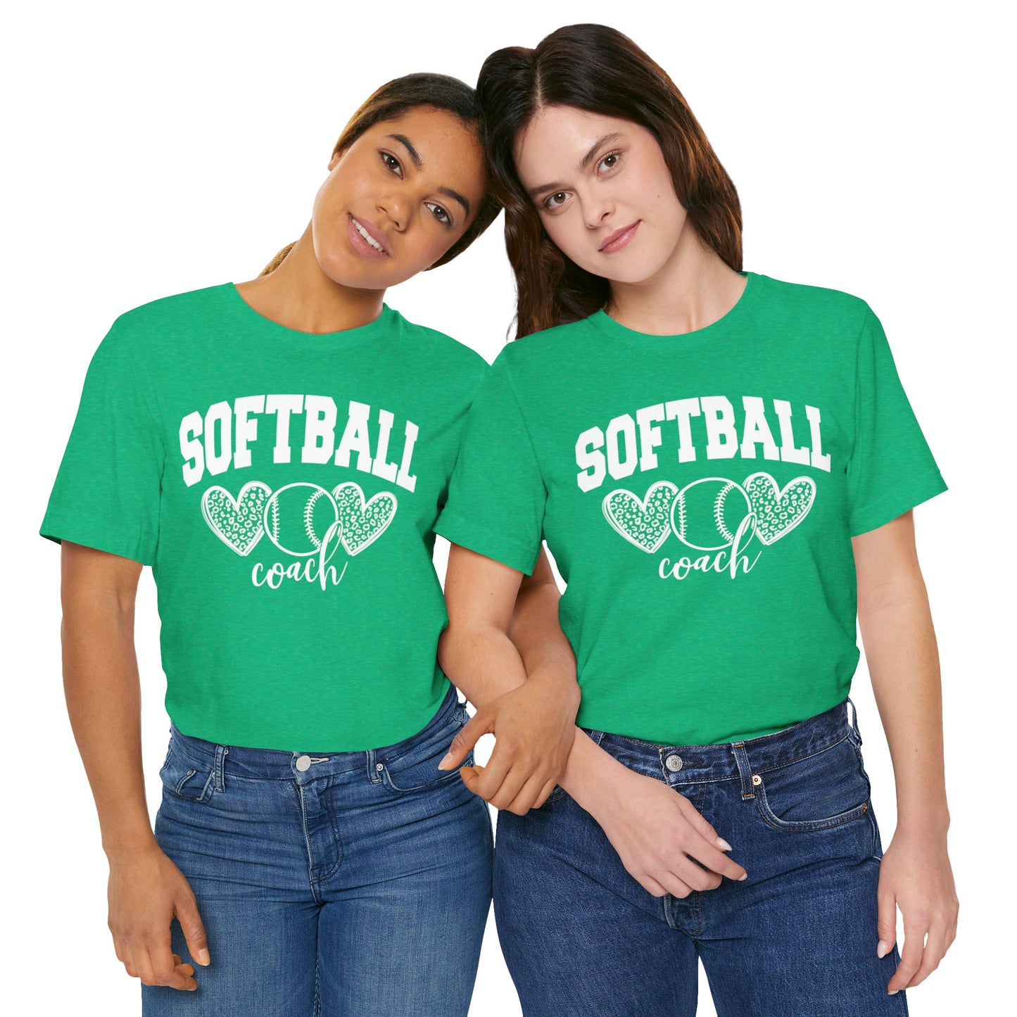 Softball Coach Hearts T Shirt (Light 2)