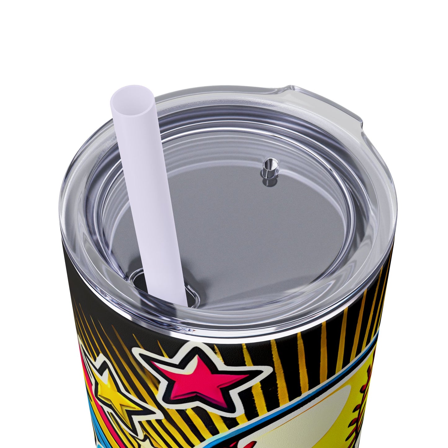 Cartoon Inspired Softball Mom Skinny Tumbler with Straw, 20oz