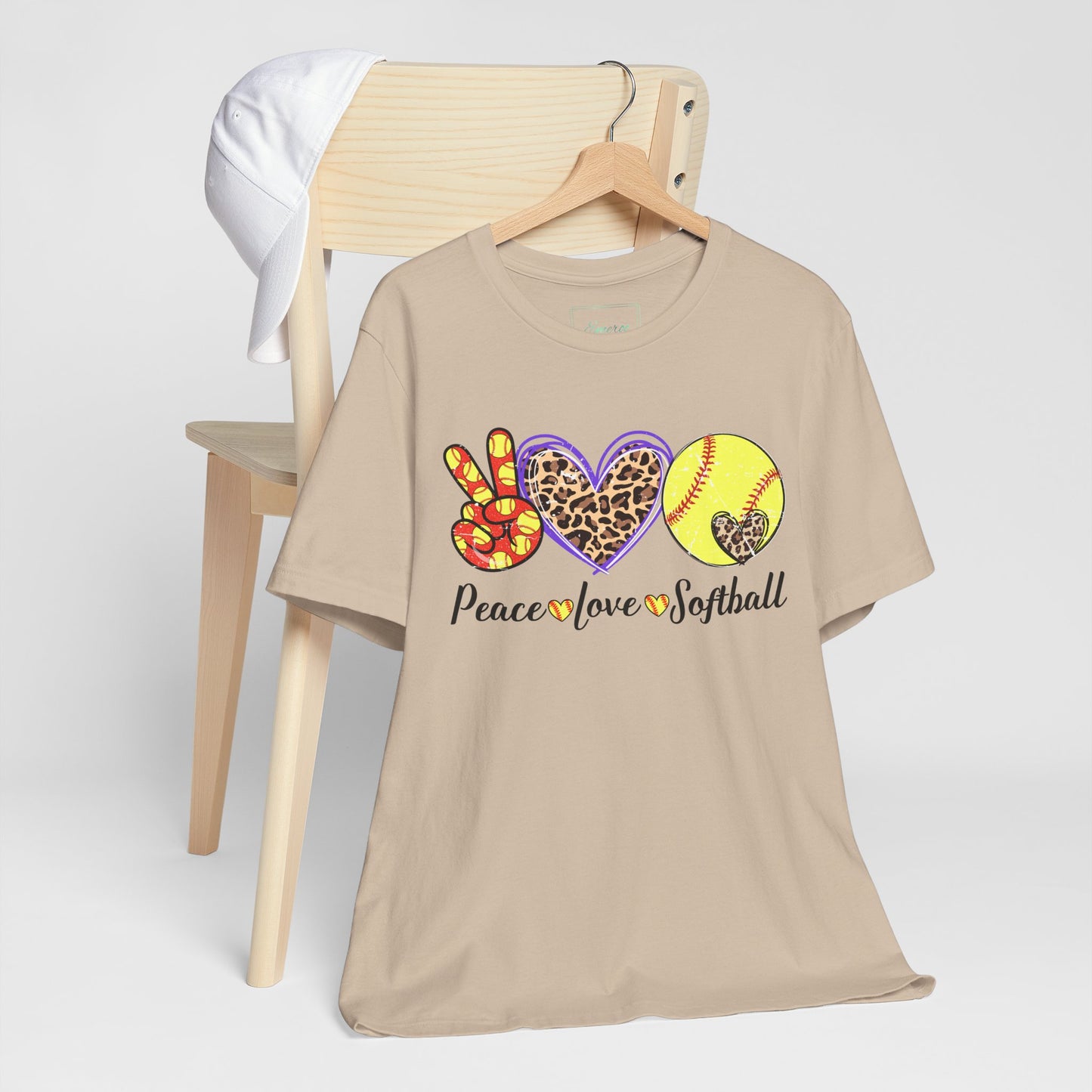 Peace Love Softball T Shirt (Light)