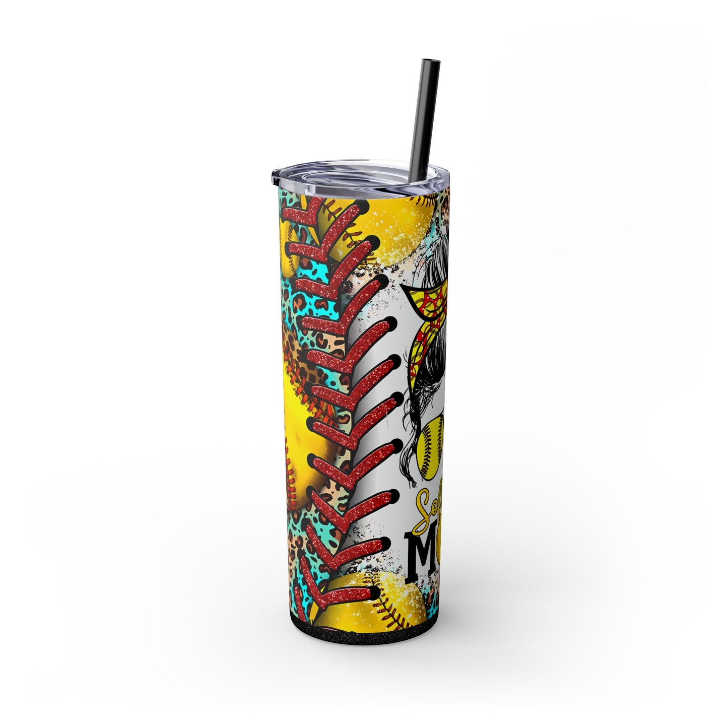 Softball Mom Skinny Tumbler with Straw, 20oz