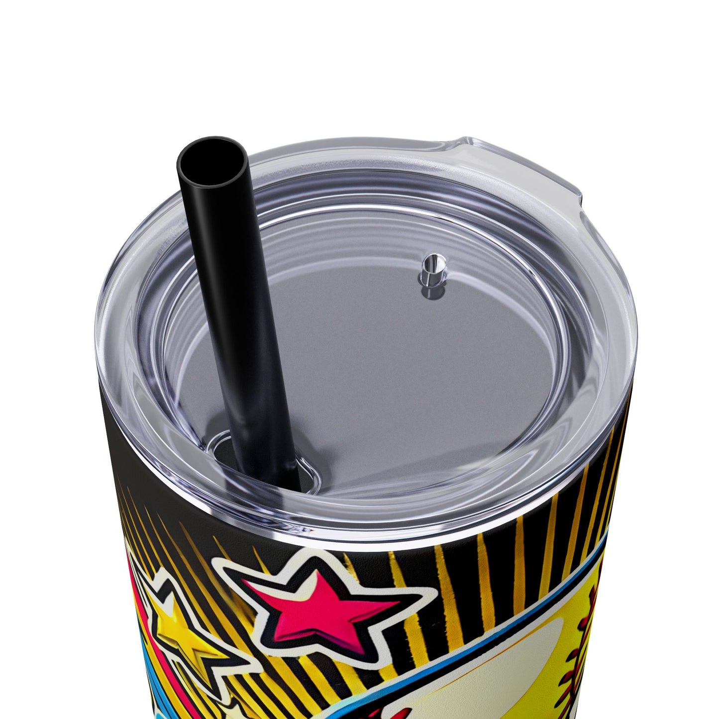 Cartoon Inspired Softball Mom Skinny Tumbler with Straw, 20oz