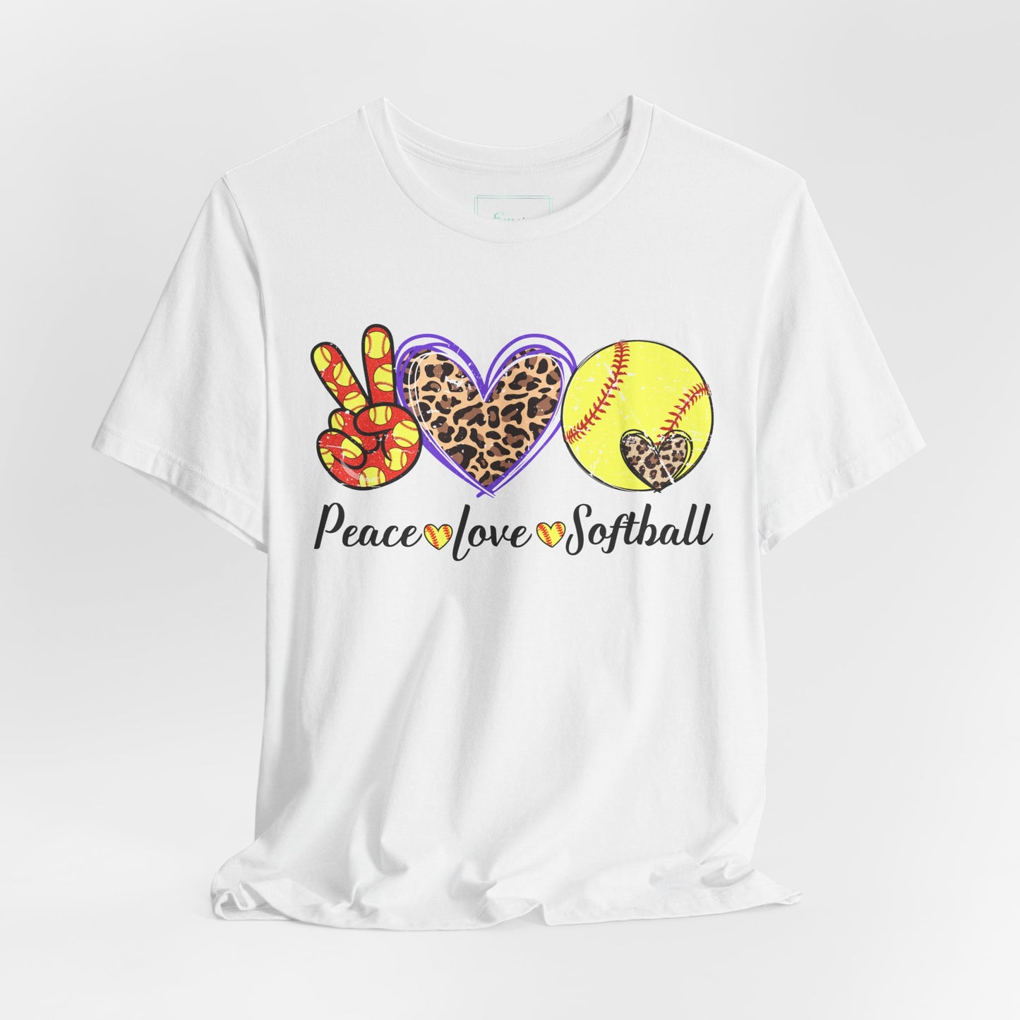 Peace Love Softball T Shirt (Light)