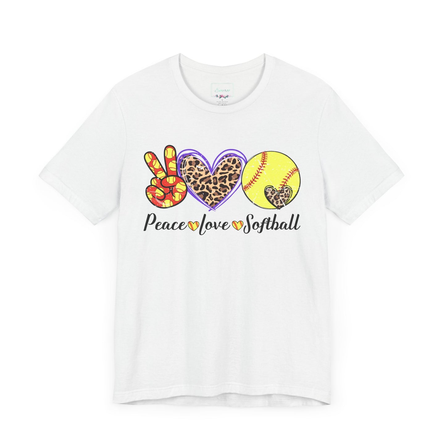 Peace Love Softball T Shirt (Light)