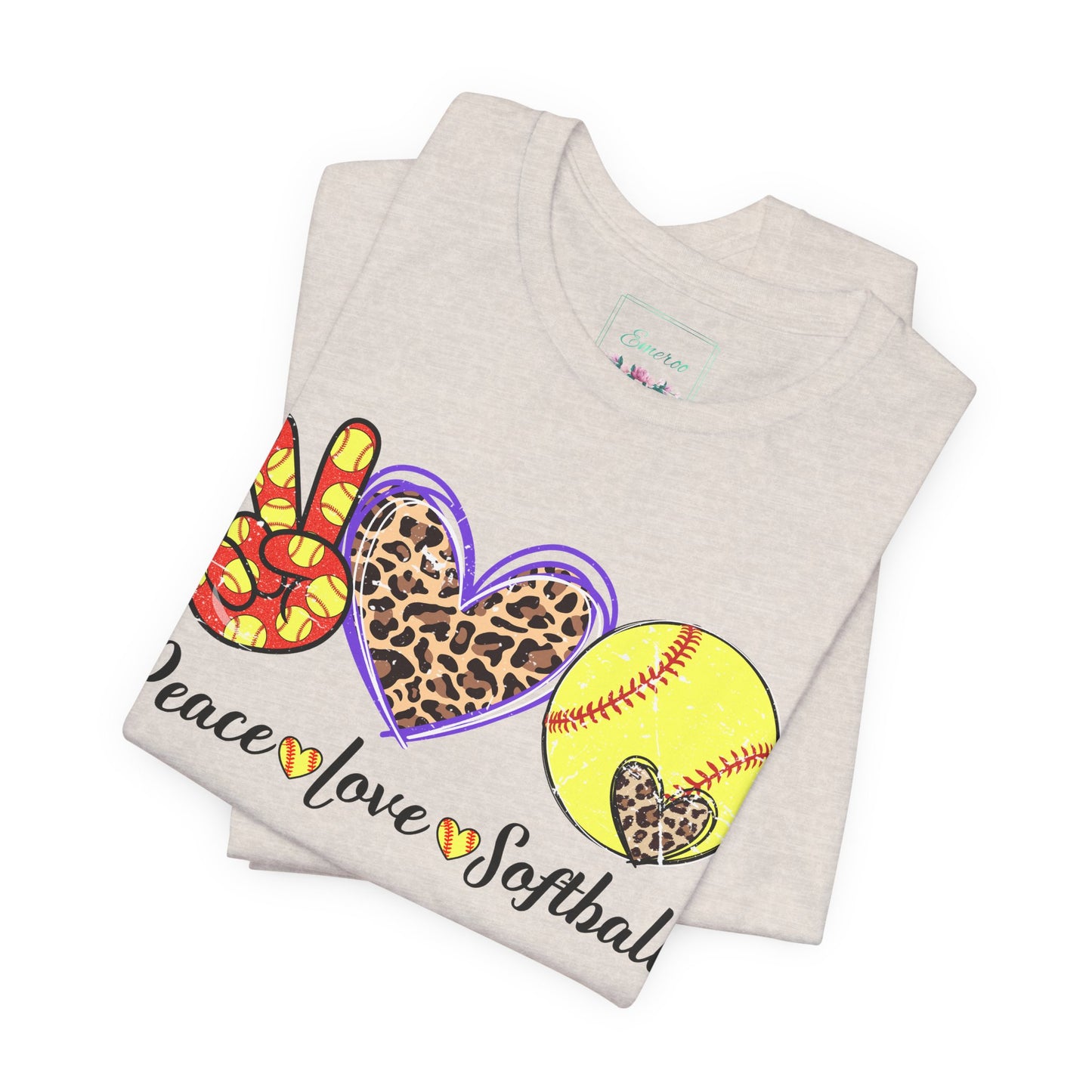 Peace Love Softball T Shirt (Light)