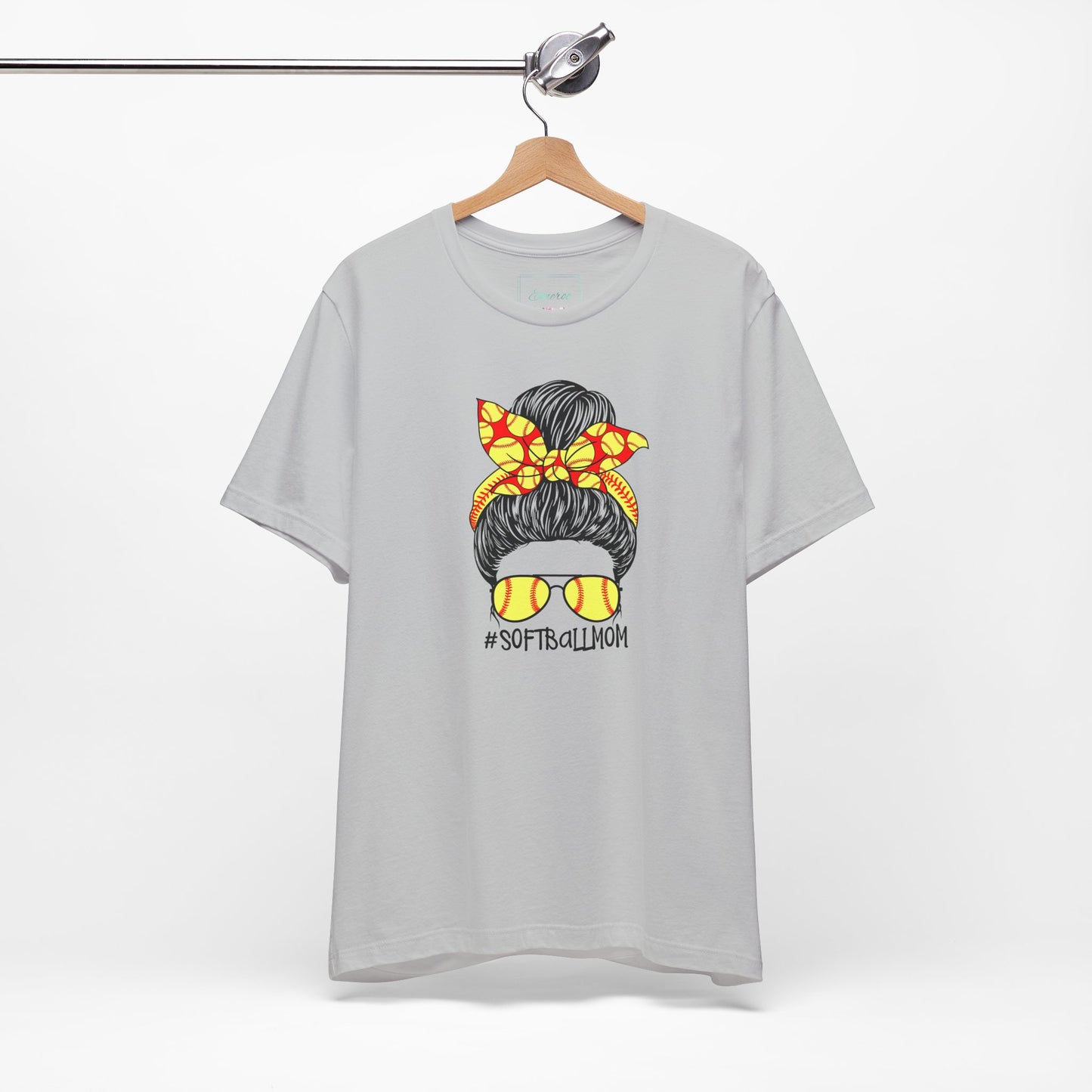 Softball Mom Messy Bun and Glasses T Shirt (Light)