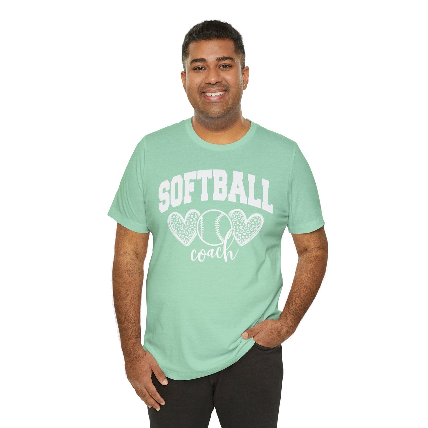 Softball Coach Hearts T Shirt (Light 2)