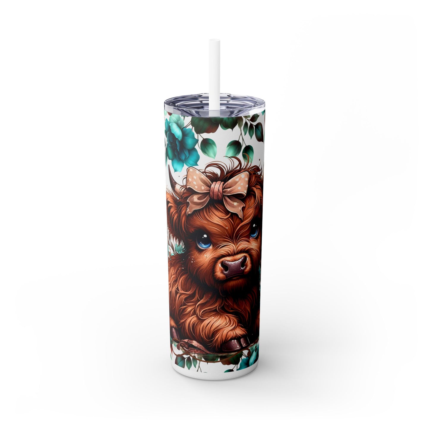 Brown highland cow Skinny Tumbler with Straw, 20oz